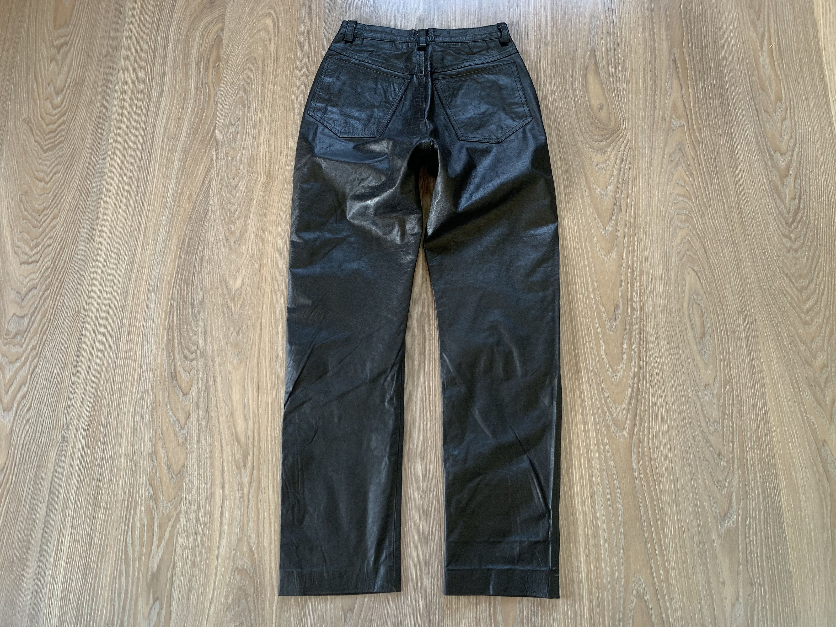 Leather Ecuapiel Unisex Vintage Classic Mens Black Leather Pants Size US 27 - 3 Thumbnail