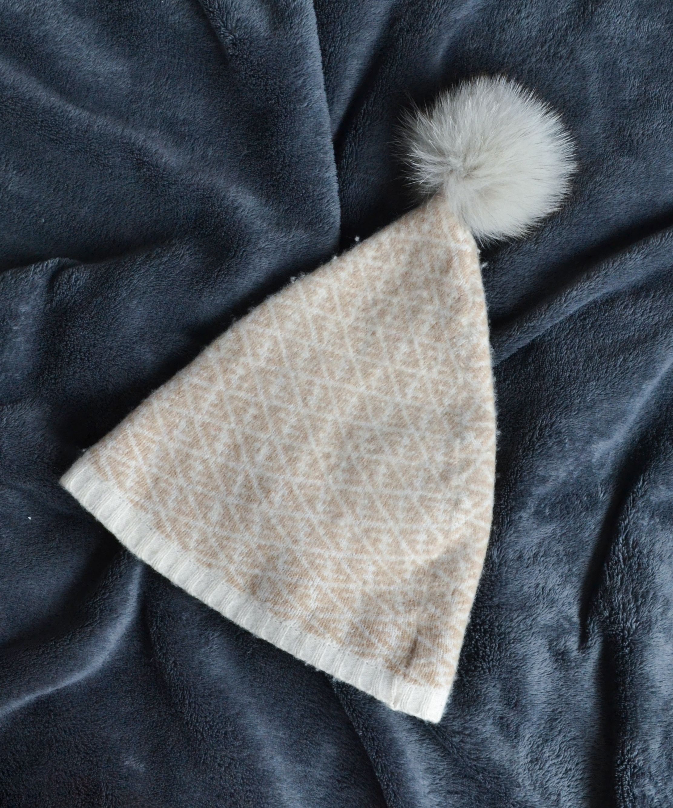 Fendi FENDI Hat Wool Pom Pom Monogram FF Beige Cream Beanie Size ONE SIZE - 6 Thumbnail