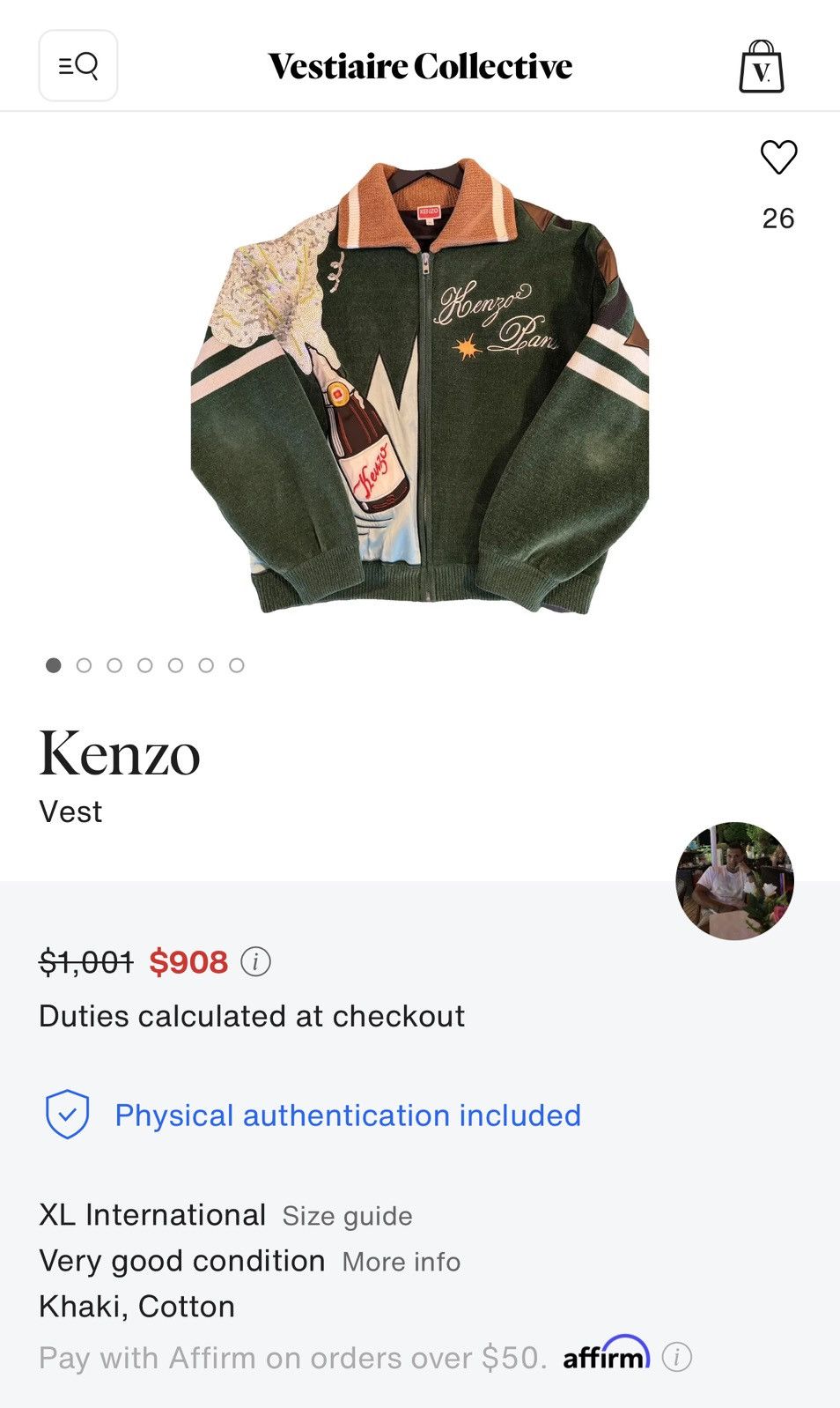 Kenzo KENZO Men's Chenille Party Bomber Jacket Champagne Size M Size US M / EU 48-50 / 2 - 11 Thumbnail