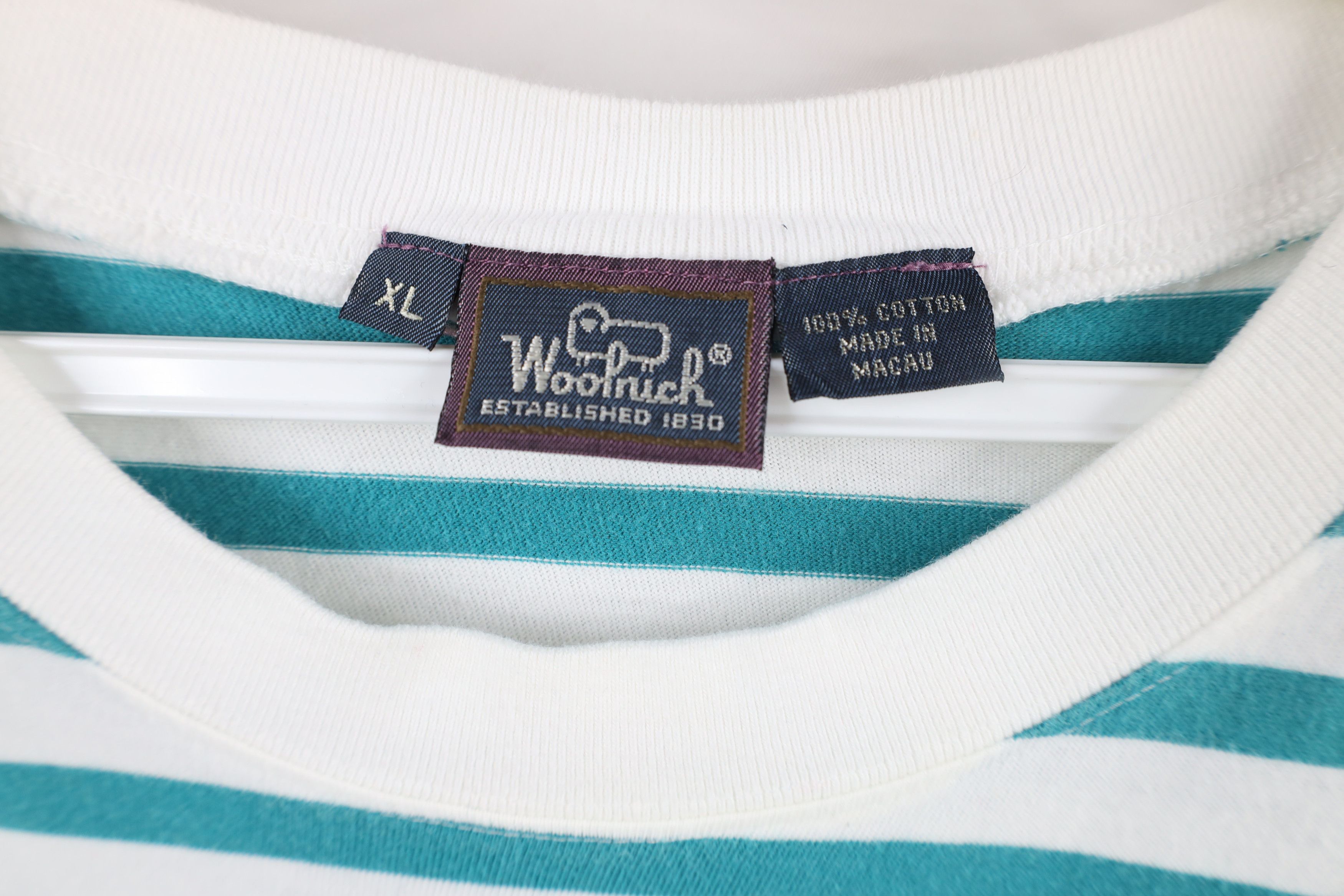 Vintage × Woolrich Woolen Mills Vintage 90s Woolrich Striped Block Short Sleeve T-Shirt Size US XL / EU 56 / 4 - 5 Thumbnail