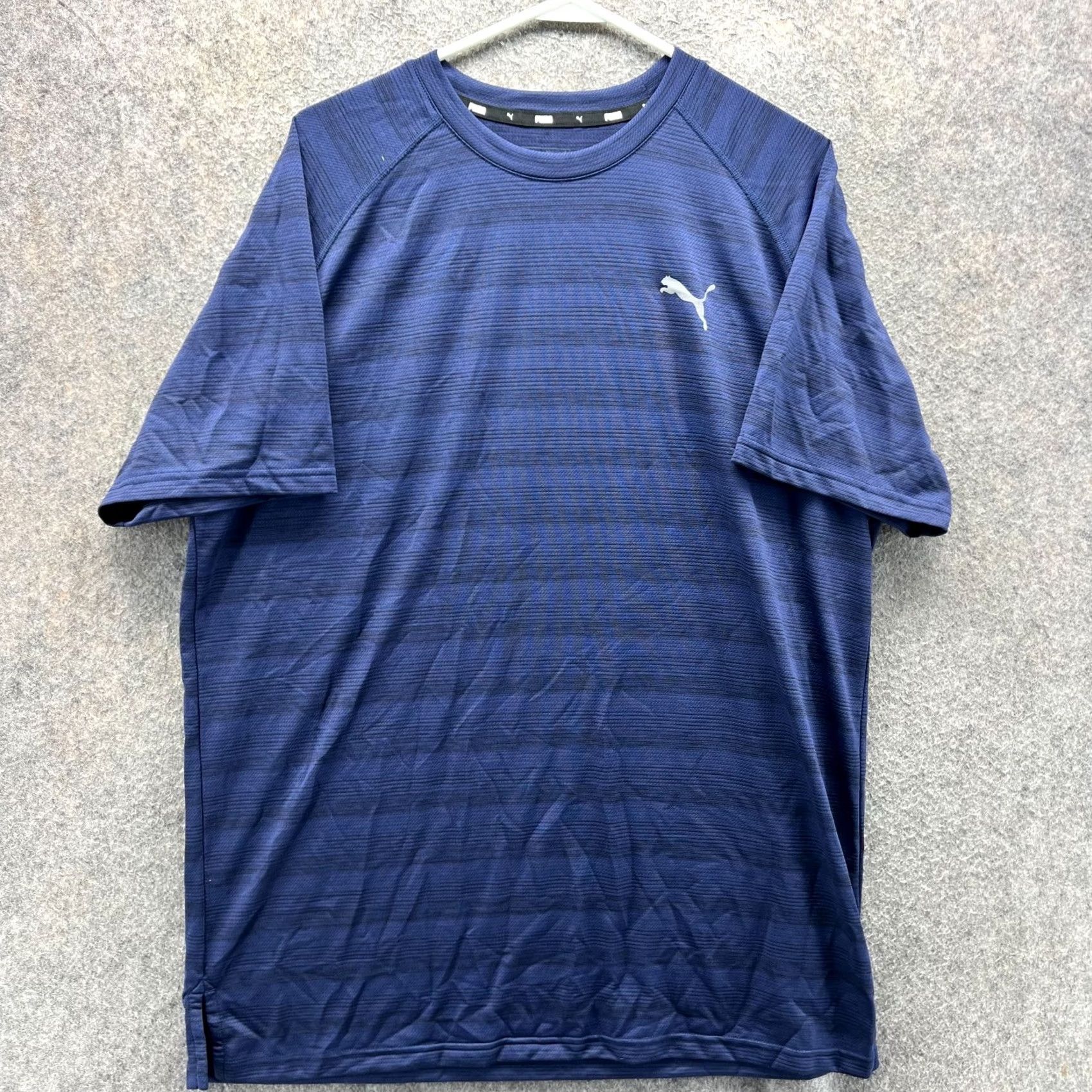 Puma PUMA Shirt Mens XL Blue Navy Stripes Athletic Jersey Soccer Extra Large Gym T-Shirt Sports Mens XL Blue Navy Stripes Size US XL / EU 56 / 4 - 2 Thumbnail