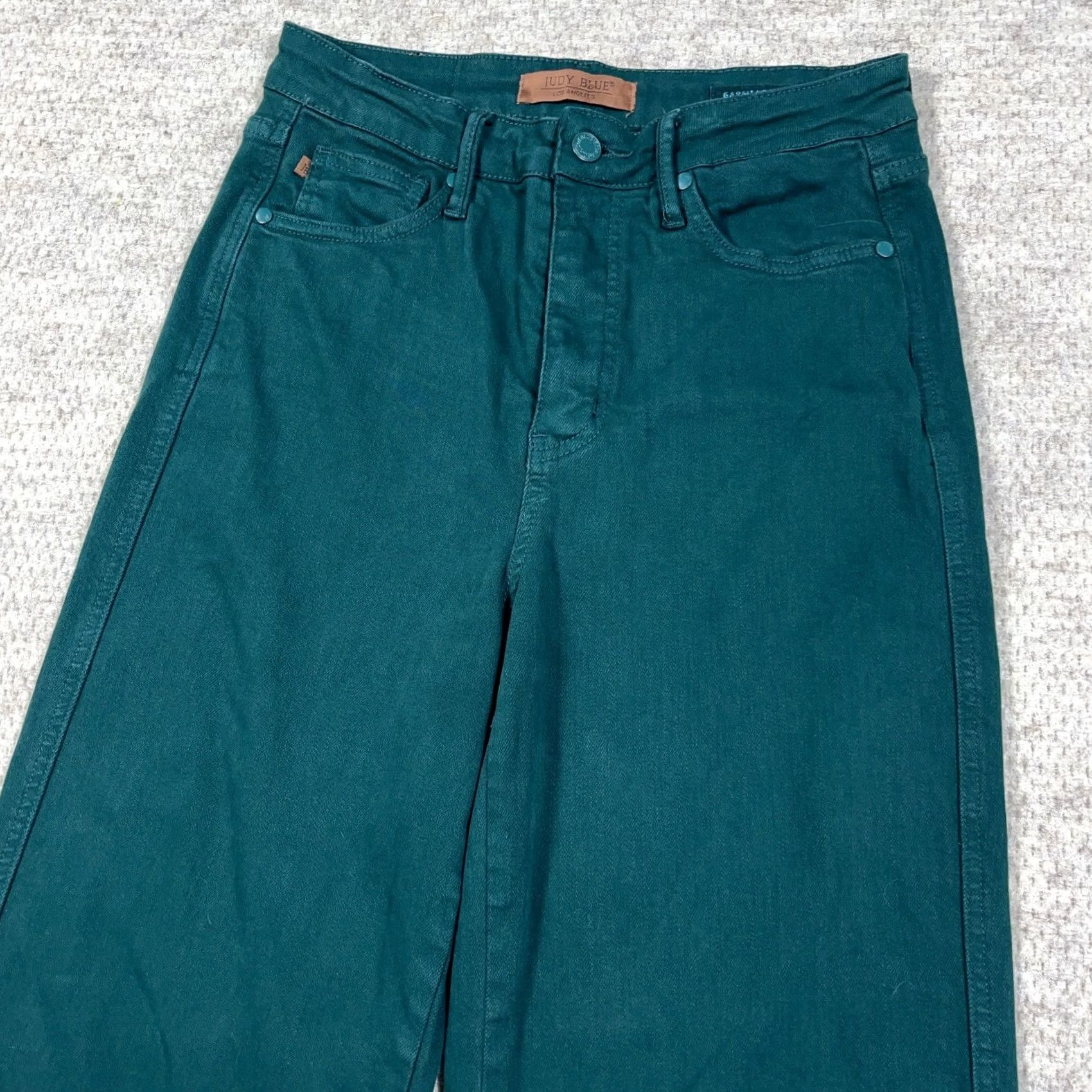 Vintage Judy Blue Jeans Women 28 Green Wide-Leg Denim 5-Pocket High Rise Stretch Comfortable Modern Classic Shoes Size 28" / US 6 / IT 42 - 3 Thumbnail