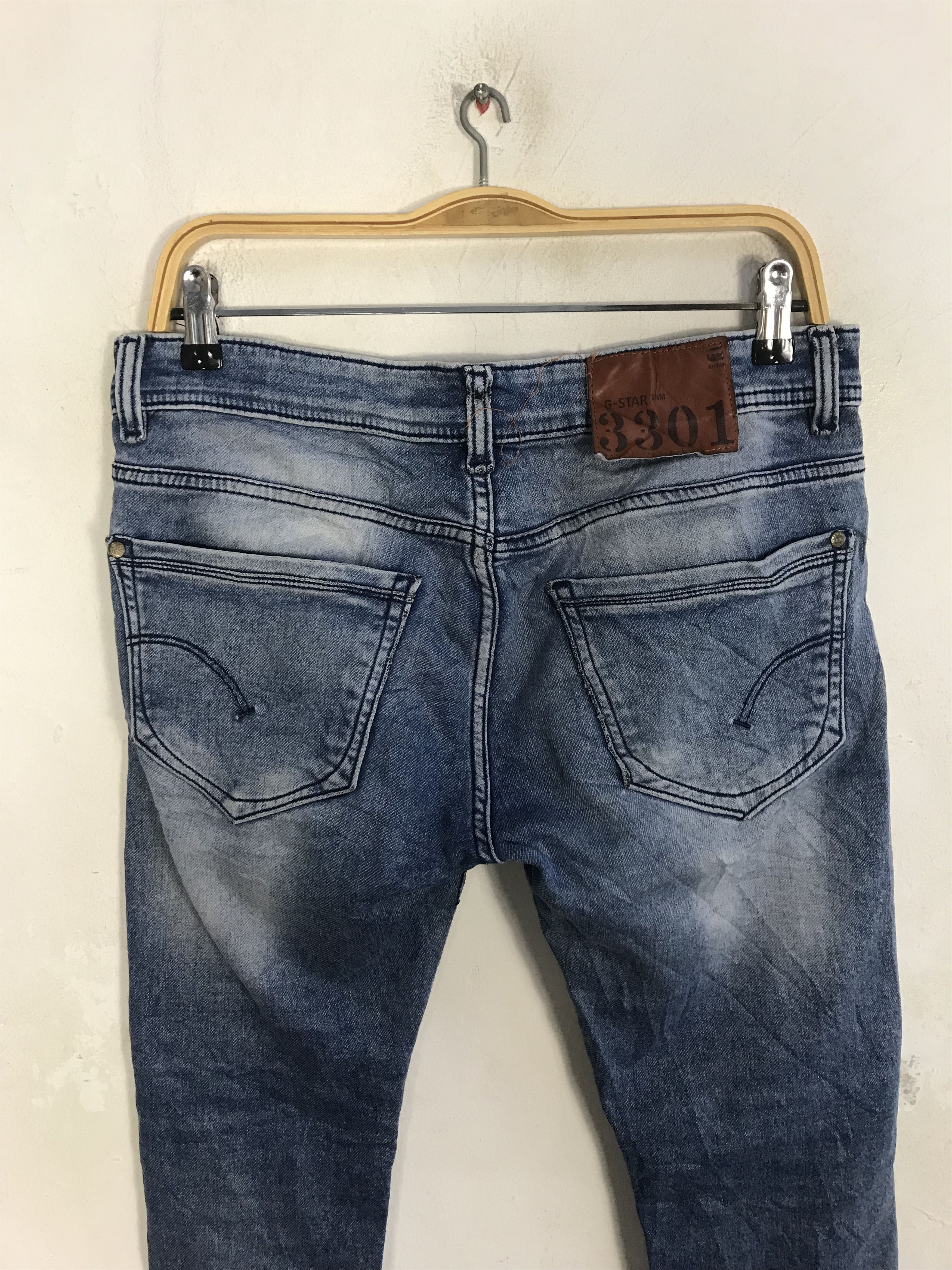 G-Star G Star Raw Denim 3301 Jeans Pant Punk Rock Style Skinny Size US 31 - 4 Thumbnail