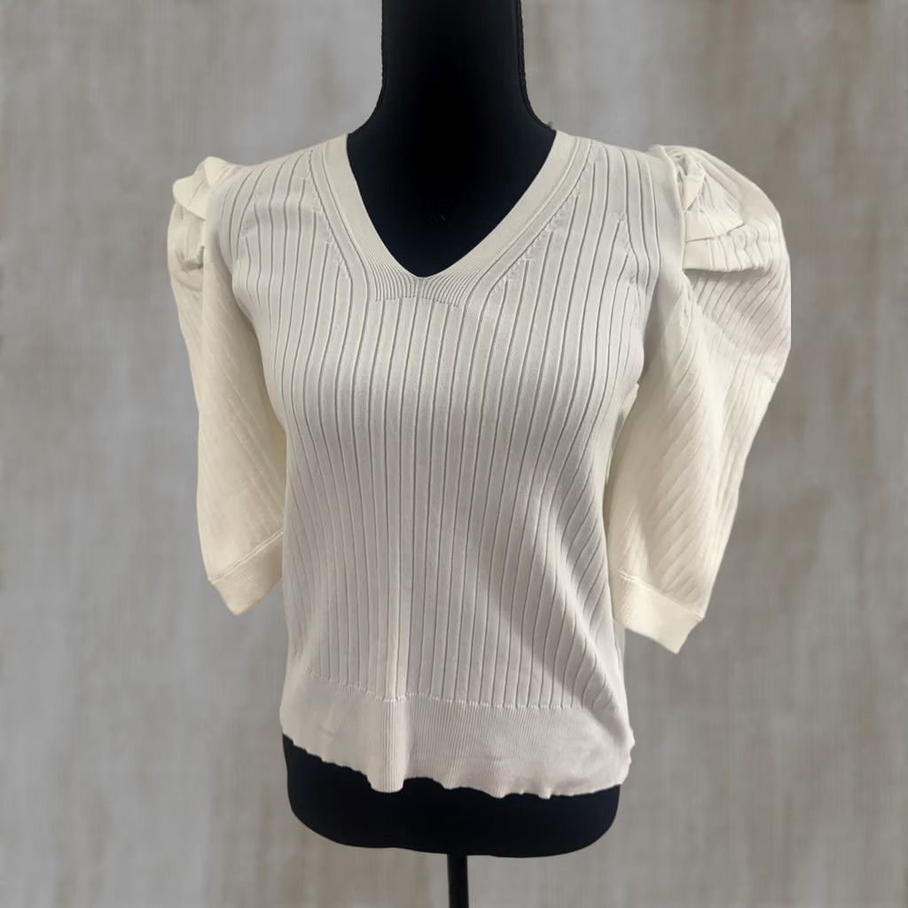 Doublet And The Why Sweater Womens 1X/2X White Double Layered Ruffle Sleeves Top Size XL / US 12-14 / IT 48-50 - 1 Thumbnail