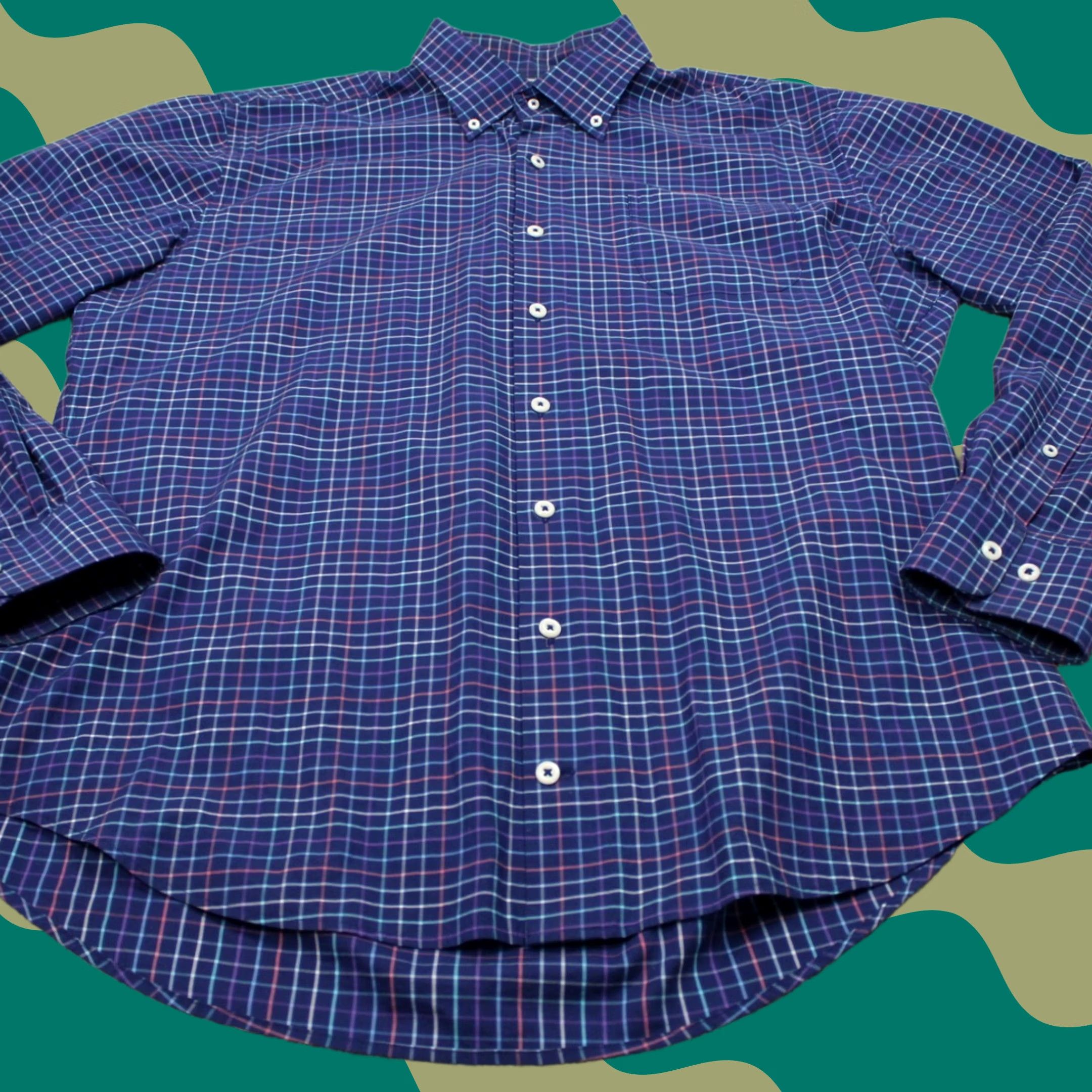 Peter Millar Peter Millar Shirt Mens Large Blue/Red/Purple Cotton Stretch L/S Button Down Size US L / EU 52-54 / 3 - 1 Thumbnail