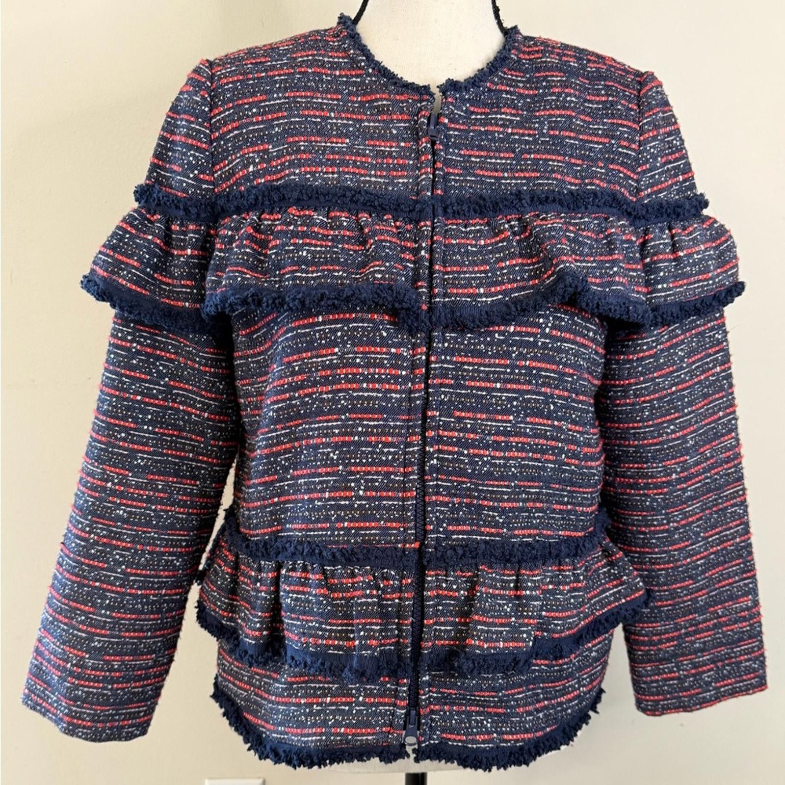 Other Liza Byrd collarless zippered ruffled blazer jacket SZ M Size M / US 6-8 / IT 42-44 - 1 Thumbnail