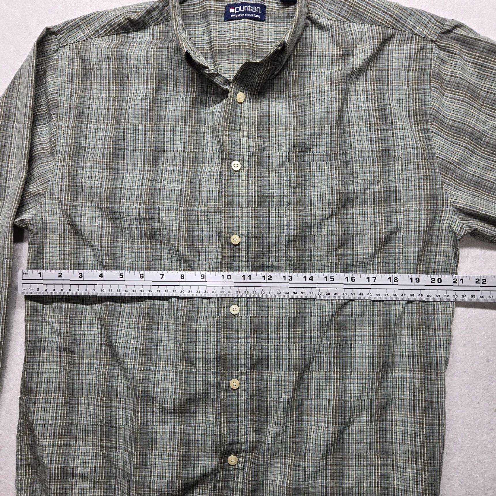 Vintage Puritan Green Plaid Long Sleeve Button Up Shirt Adult Men's M Medium Shirt Size US M / EU 48-50 / 2 - 4 Thumbnail