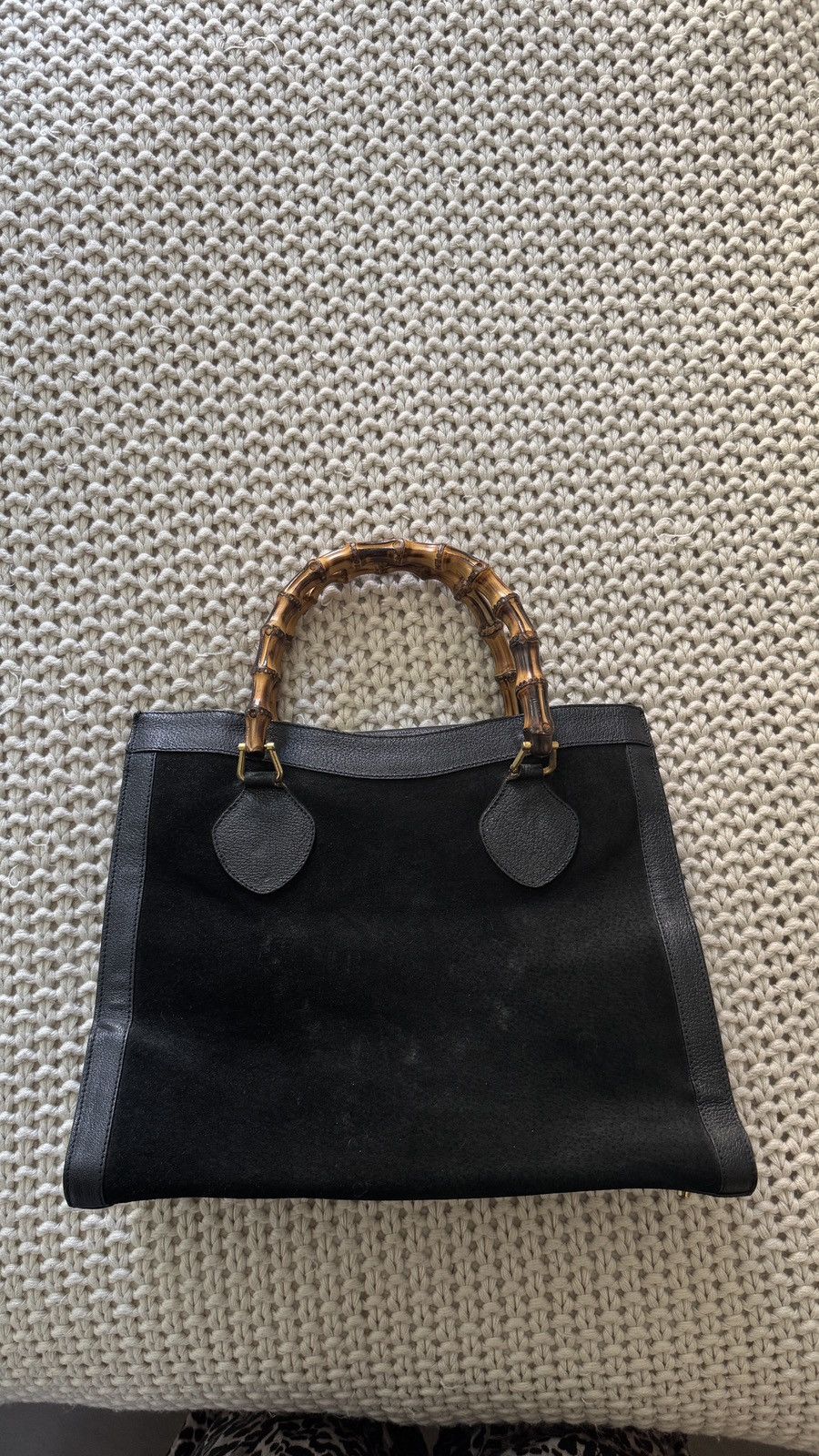 Gucci Vintage Bamboo Black Suede and Leather Gucci Handbag Size ONE SIZE - 1 Thumbnail