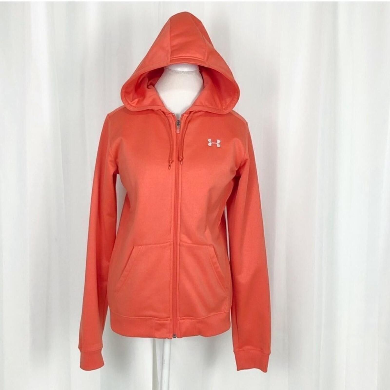 Under Armour Under Armour Orange Full-Zip Hoodie Sweatshirt Size M / US 6-8 / IT 42-44 - 4 Thumbnail