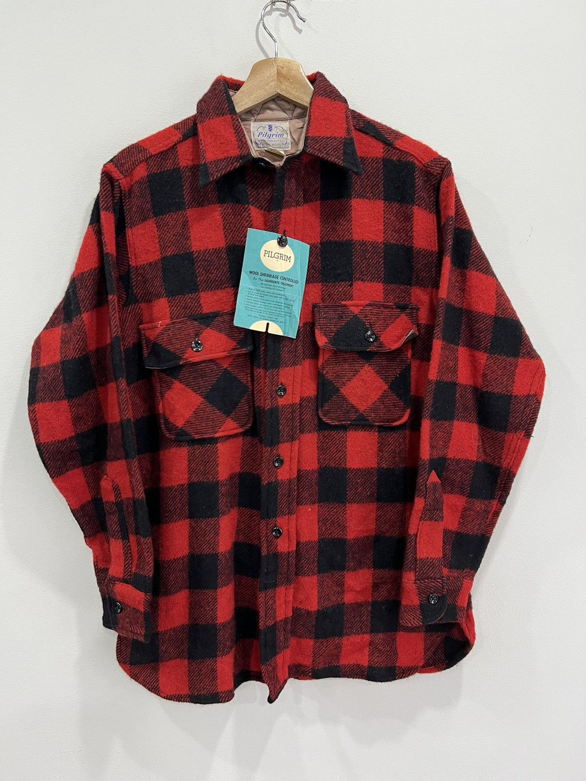 Vintage Vtg 1950s 60s Pilgrim Button Up Shirt Buffalo Plaid with tag Size US L / EU 52-54 / 3 - 1 Thumbnail