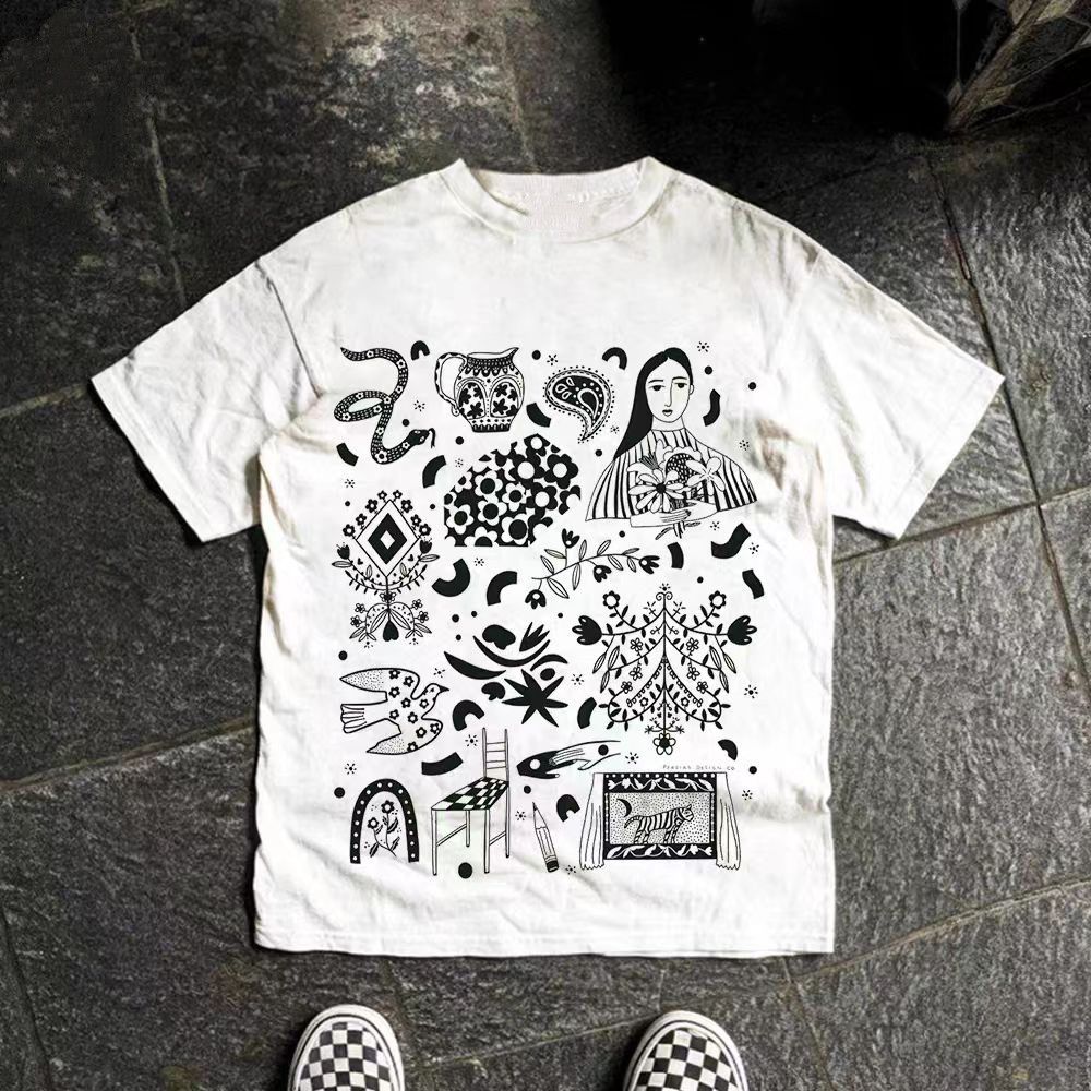 Vintage White washed retro graffiti print t-shirt Size US M / EU 48-50 / 2 - 1 Thumbnail
