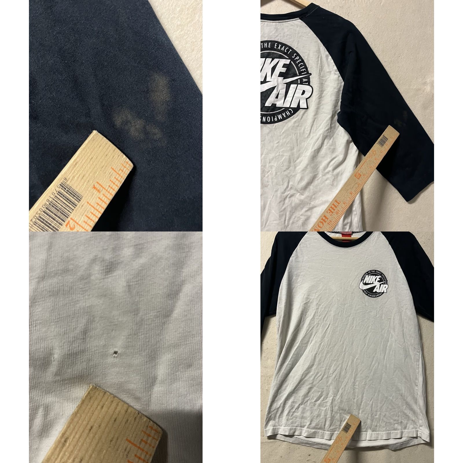 Nike VINTAGE Nike Air T-Shirt 3/4 Sleeve Crew Neck Size L Men Black White Distressed Shirt Size US L / EU 52-54 / 3 - 8 Thumbnail
