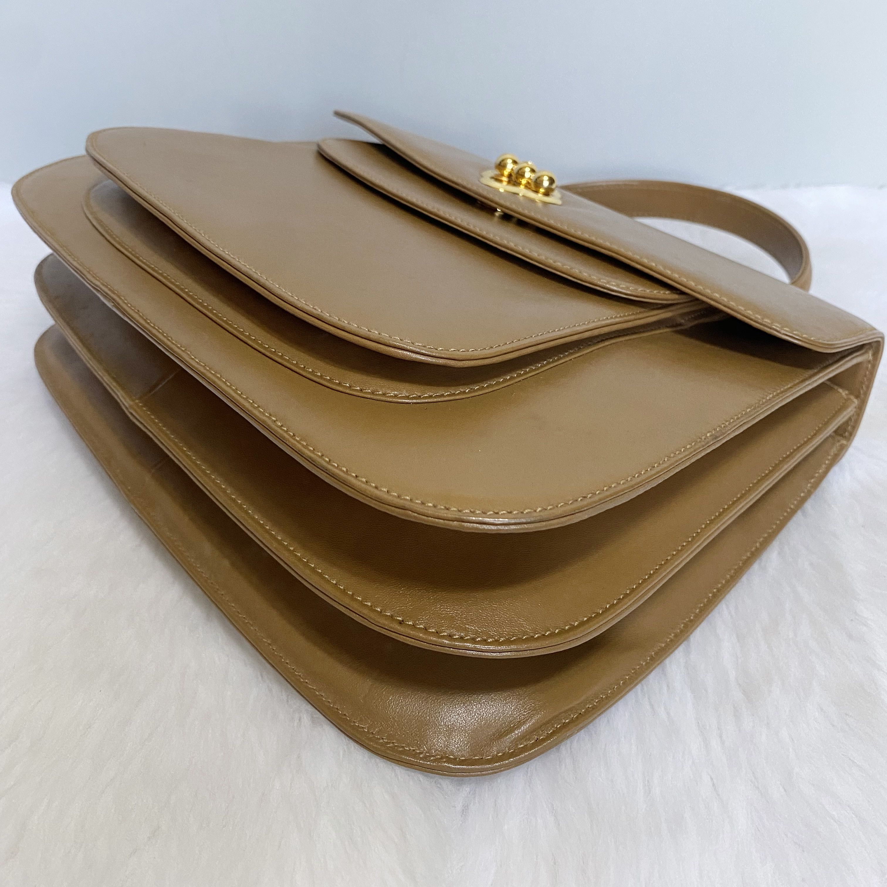 Paloma Picasso Vintage Tan Brown Leather Top Handle Bag Size ONE SIZE - 6 Thumbnail