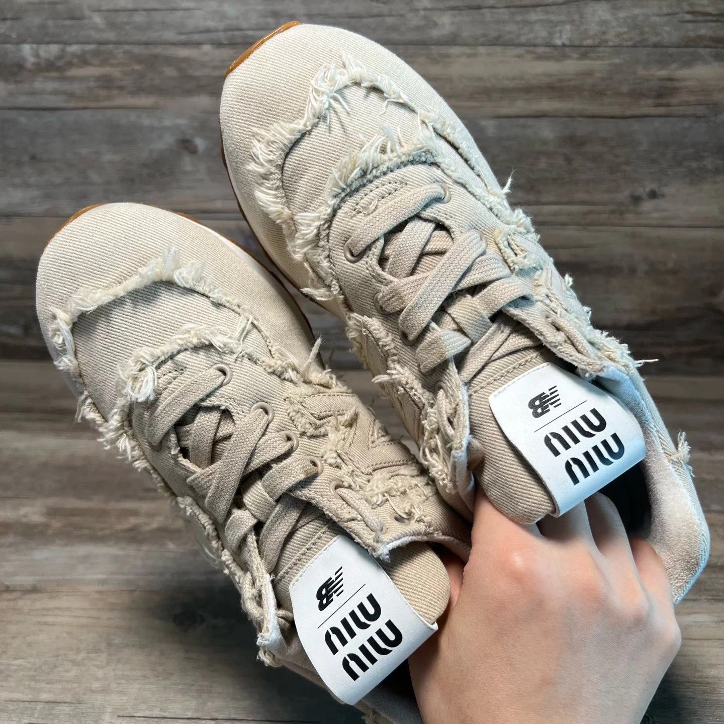 Miu Miu × New Balance Miu Miu x NB 574 Khaki Brown Tassel 41 97 Size US 8 / EU 41 - 5 Thumbnail