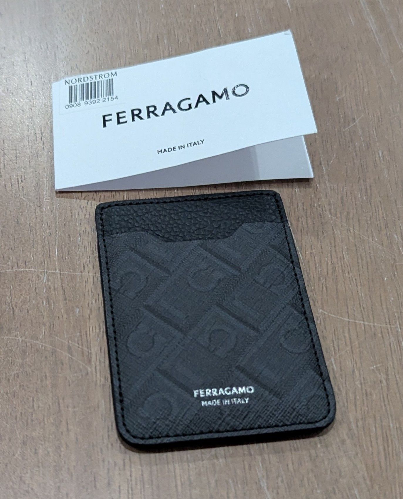 Salvatore Ferragamo Leather Monogram Card Case Black