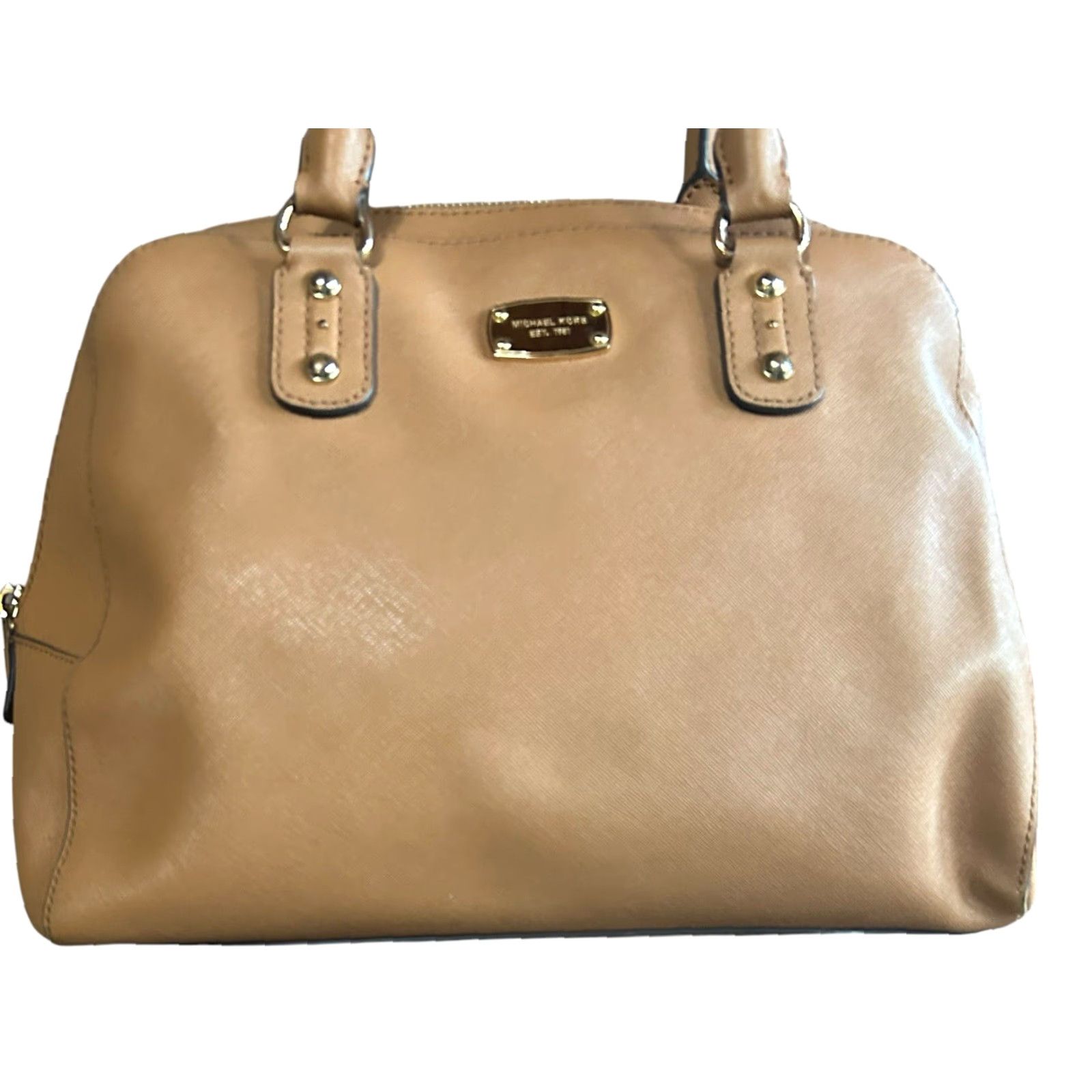 Michael Kors Michael Kors Leather Satchel Bag Brown Saffiano Top Handle Dome Handbag Ladies Medium Brown Leather Satchel Bag Front Markings Inside Stains Size M / US 6-8 / IT 42-44 - 2 Thumbnail