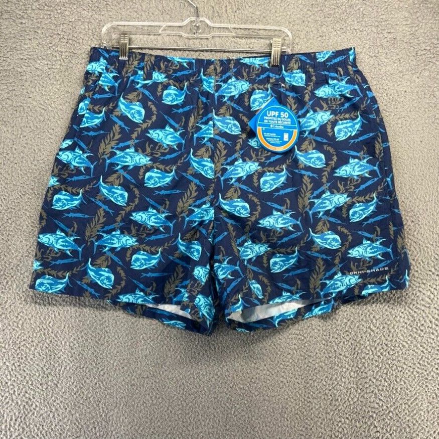 Swims Columbia PFG Swim Trunks Men s Extra Large Blue Fish All Over Super Backcast NEW Grailed
