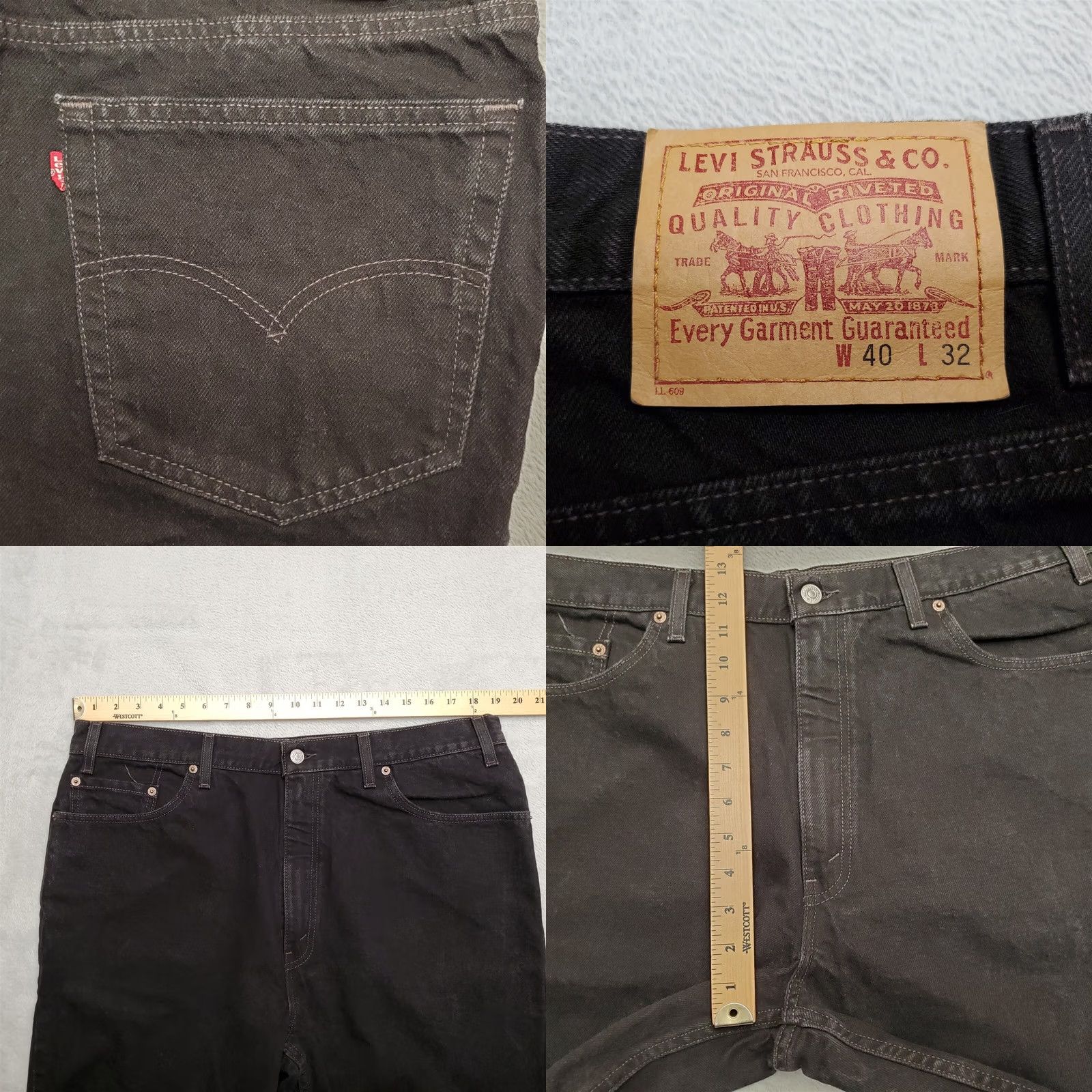 Vintage VINTAGE Levis Jeans Men 40x32 Black 901Denim Relaxed Fit Straight Leg 90s Y2k Jeans Mens 40 Black 5-Pocket Denim Cotton Zip Tailored Fit Size US 40 / EU 56 - 8 Thumbnail
