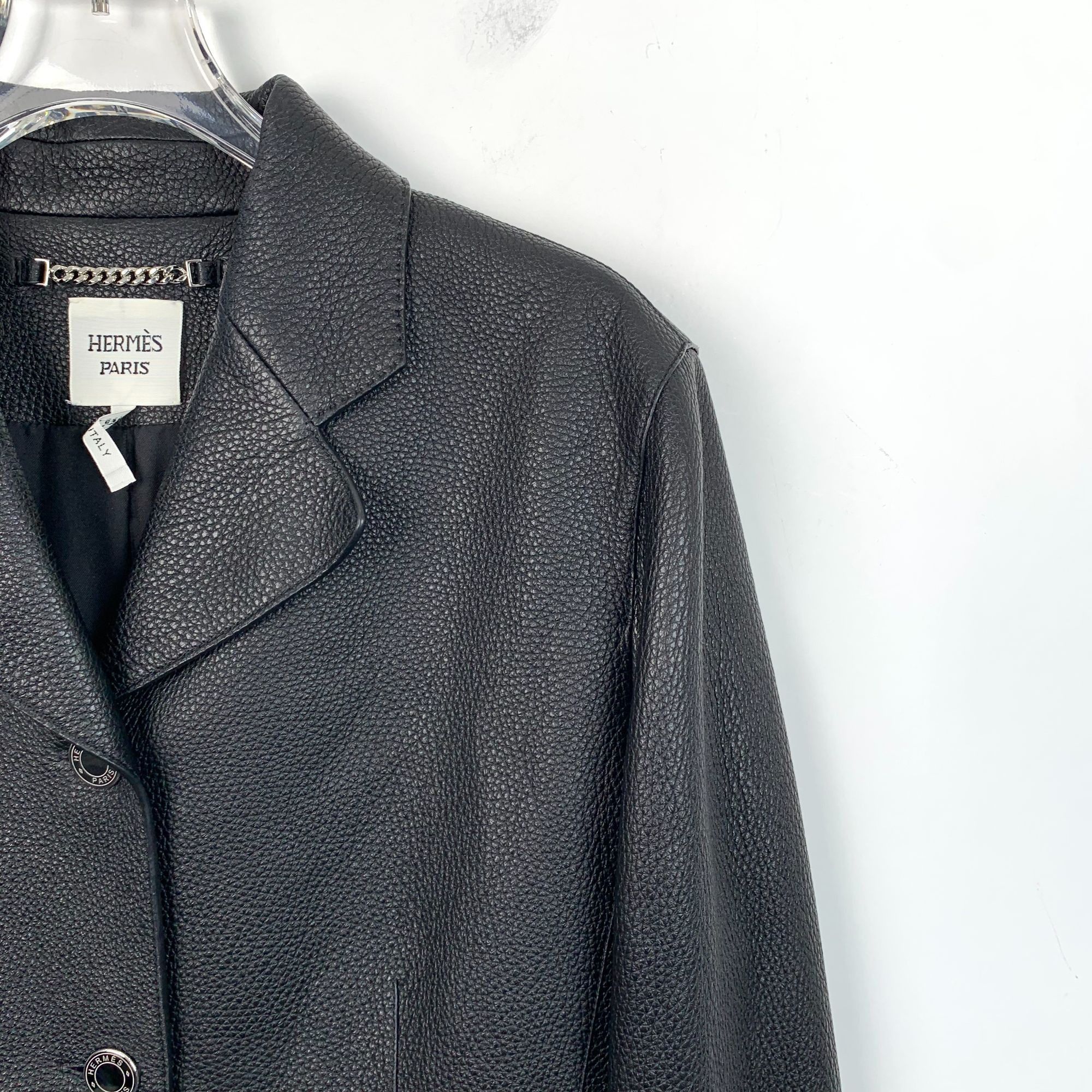 Hermes Hermès Paris Womens Deerskin Jacket Size 42 Black Leather Co Size M / US 6-8 / IT 42-44 - 3 Thumbnail