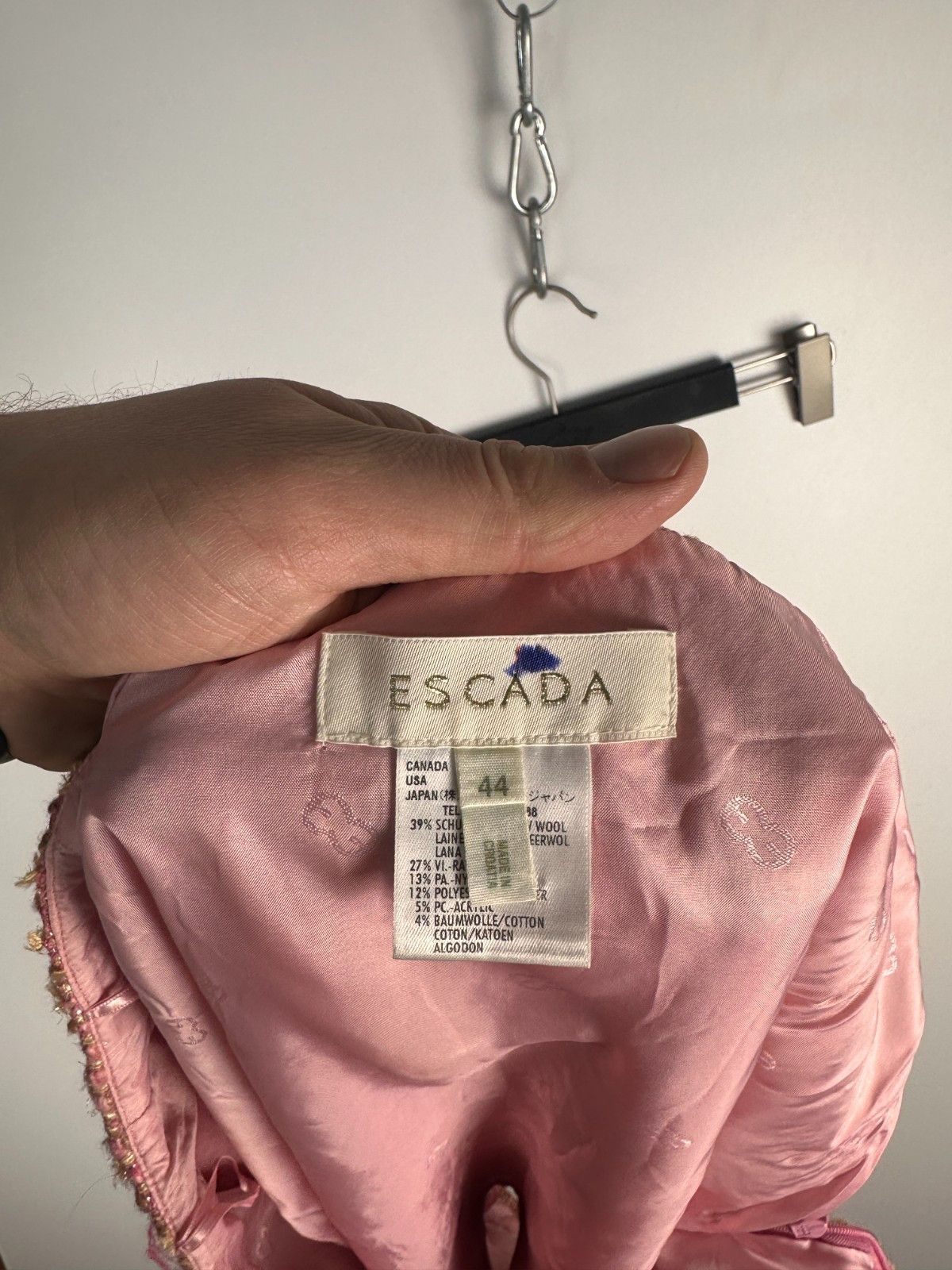 Escada Escada Tweed Skirt Check Wool Pink Size 44 Size 30" / US 8 / IT 44 - 6 Thumbnail