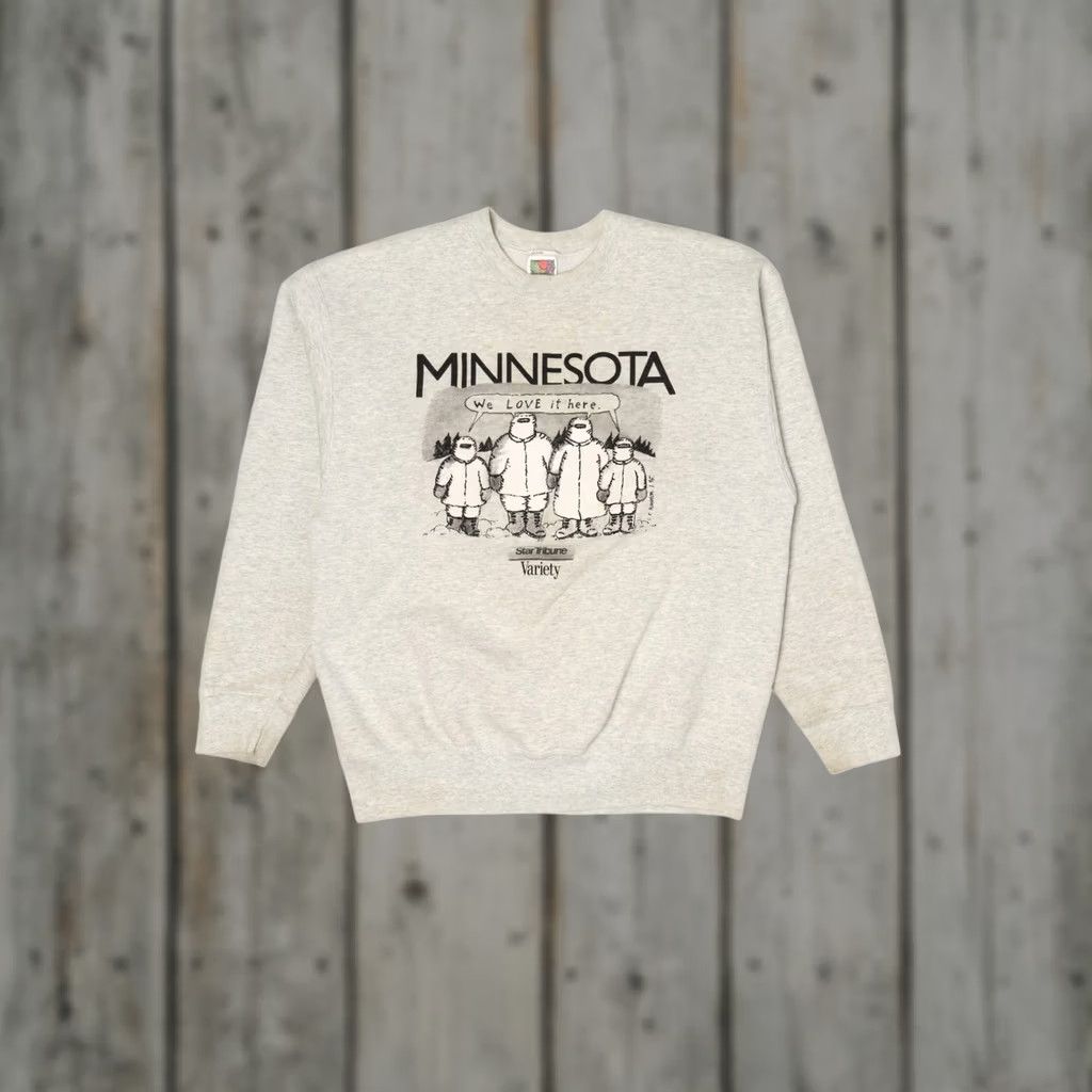Fruit Of The Loom VINTAGE Minnesota We Love It Here Star Tribune Funny Sweatshirt Large Grey 1990s Mens Women? Size US L / EU 52-54 / 3 - 1 Thumbnail
