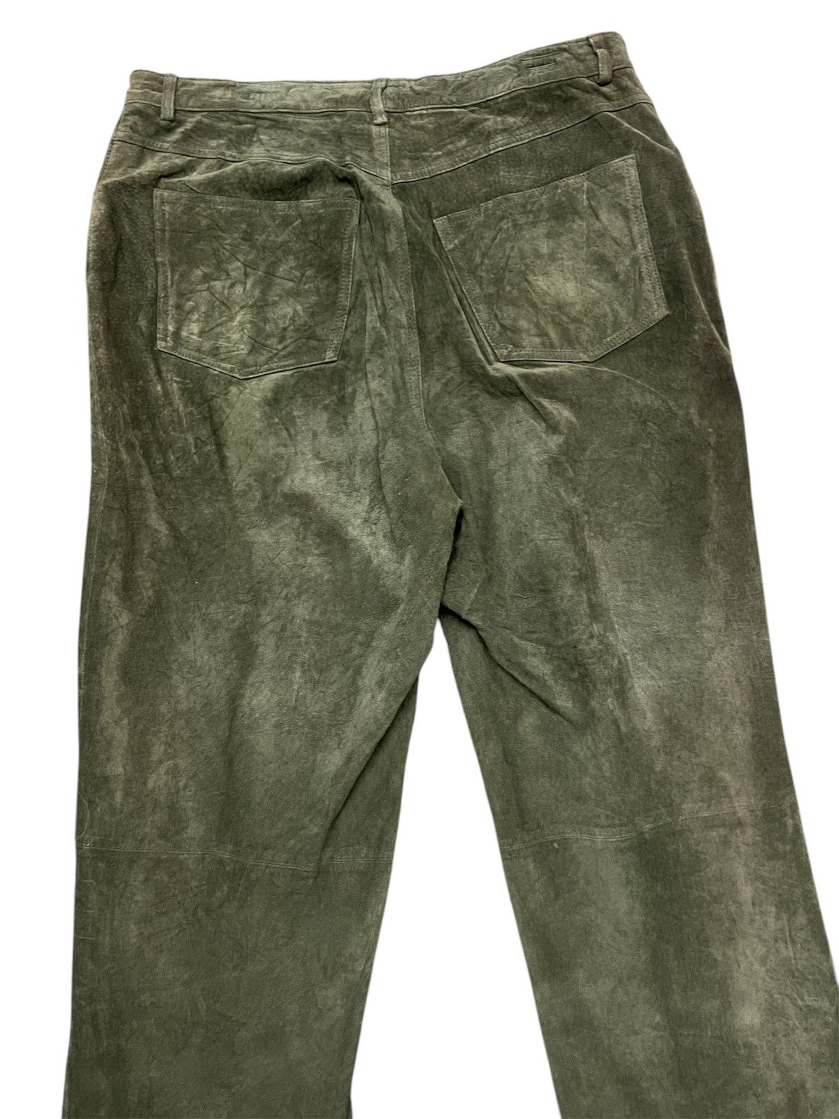 Genuine Leather × Leather × Vintage Amazing Vtg Brandon Thomas leather olive suede trouser pants Size US 32 / EU 48 - 6 Thumbnail