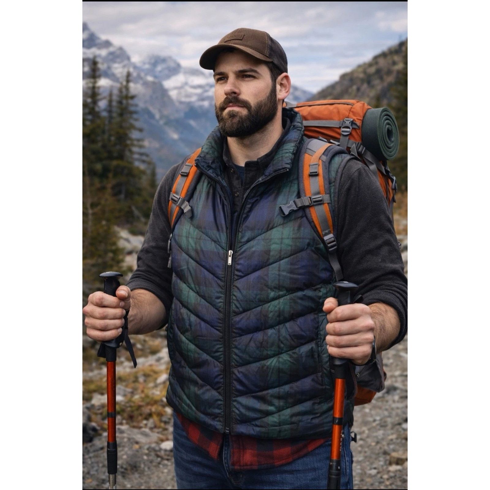 Lands' End Lands End Men’s Full Zip Down Puffer Vest Plaid 2XL EUC 20W Size XXL / US 16-18 / IT 52-54 - 1 Thumbnail