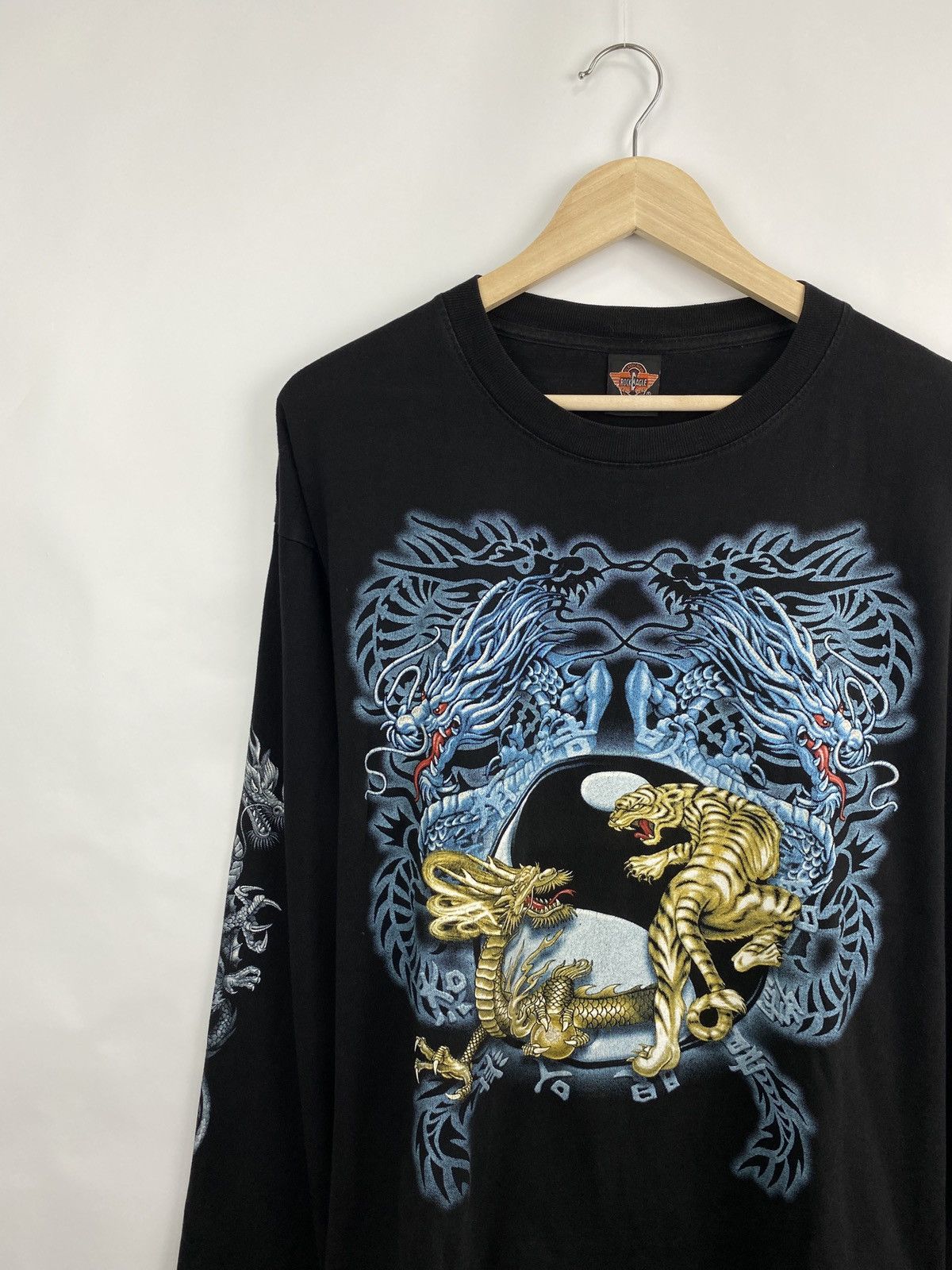Japanese Brand 🇯🇵☯️ Vintage 90s Yin Yang Japan Tiger Dragon Long Sleeve Size US XL / EU 56 / 4 - 2 Thumbnail