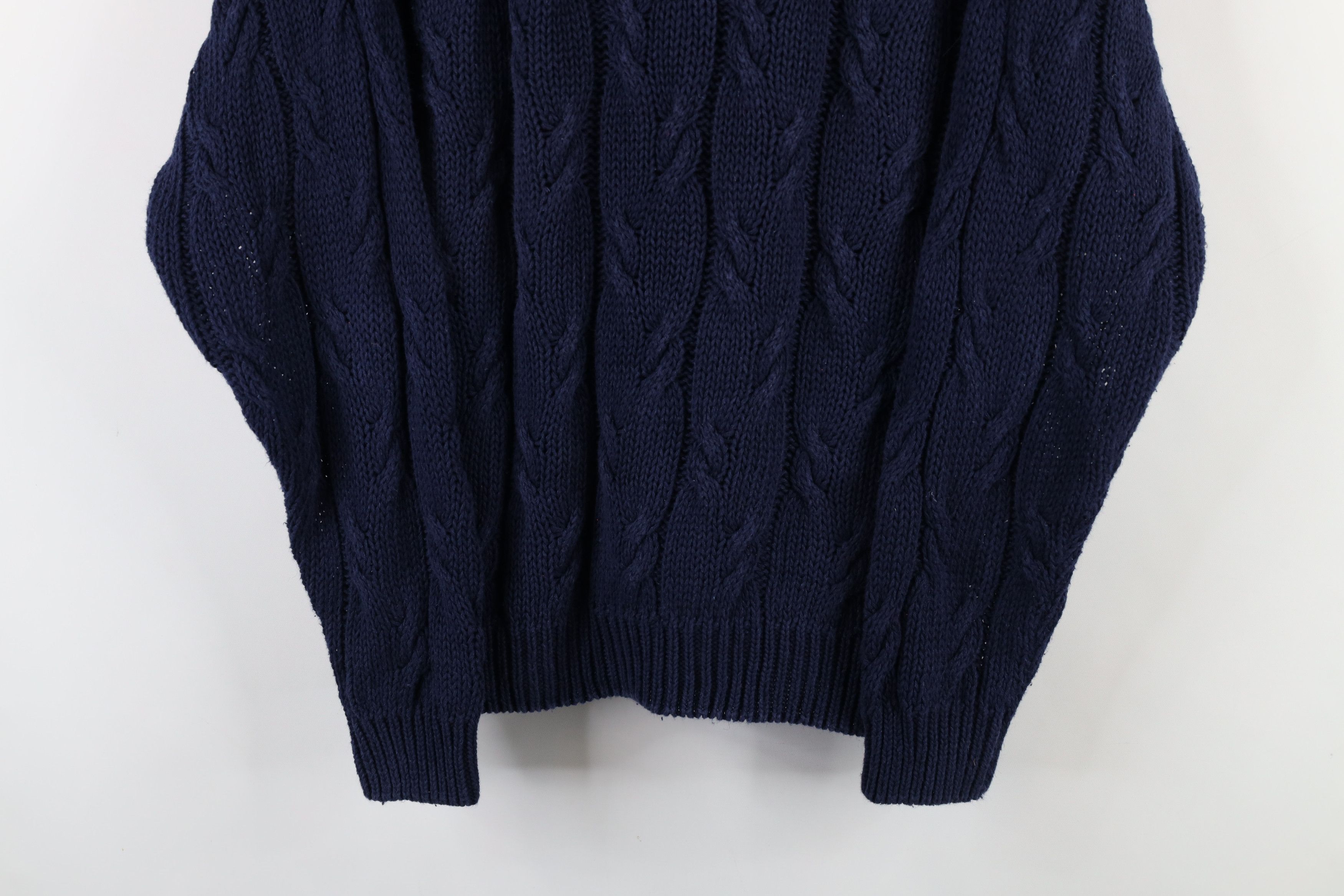 Vintage Vintage 90s Streetwear Cable Knit Henley Sweater Navy Blue Size S / US 4 / IT 40 - 3 Thumbnail