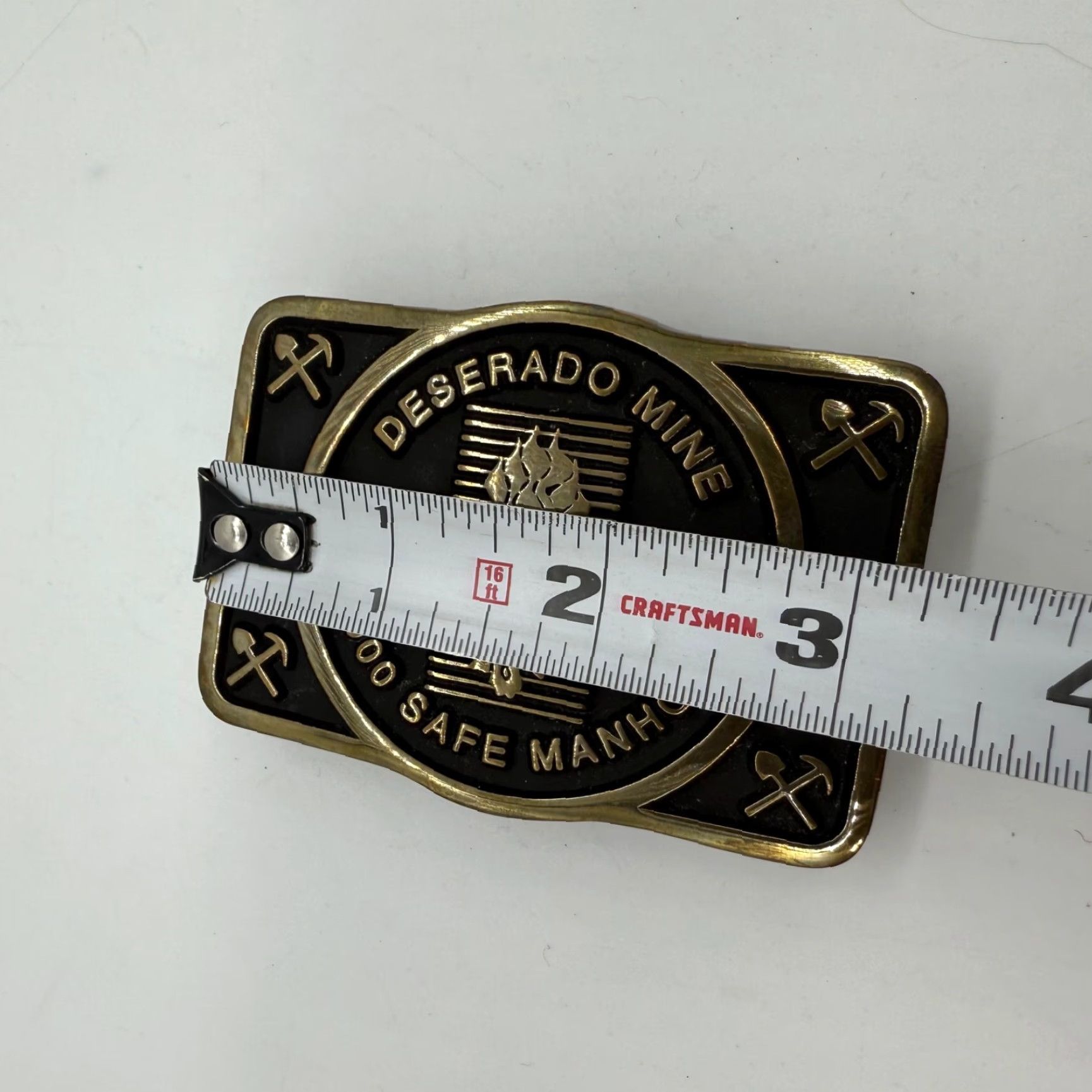 Vintage Anacortes Brass Works LTD Deserado Mine Belt Buckle Square Brass Handmade Limited Men Black/Gold Belt Buckle Size ONE SIZE - 3 Thumbnail