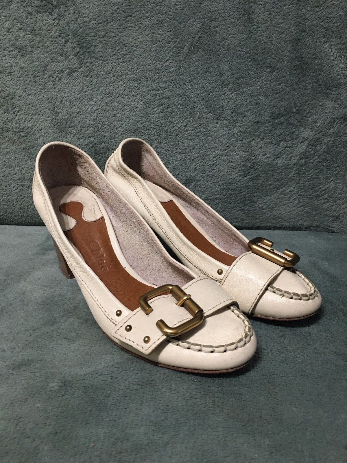 Chloe CHLOE Leather Ivory Beige Buckle Heels Pumps EU 38 Size US 8 / IT 38 - 2 Thumbnail