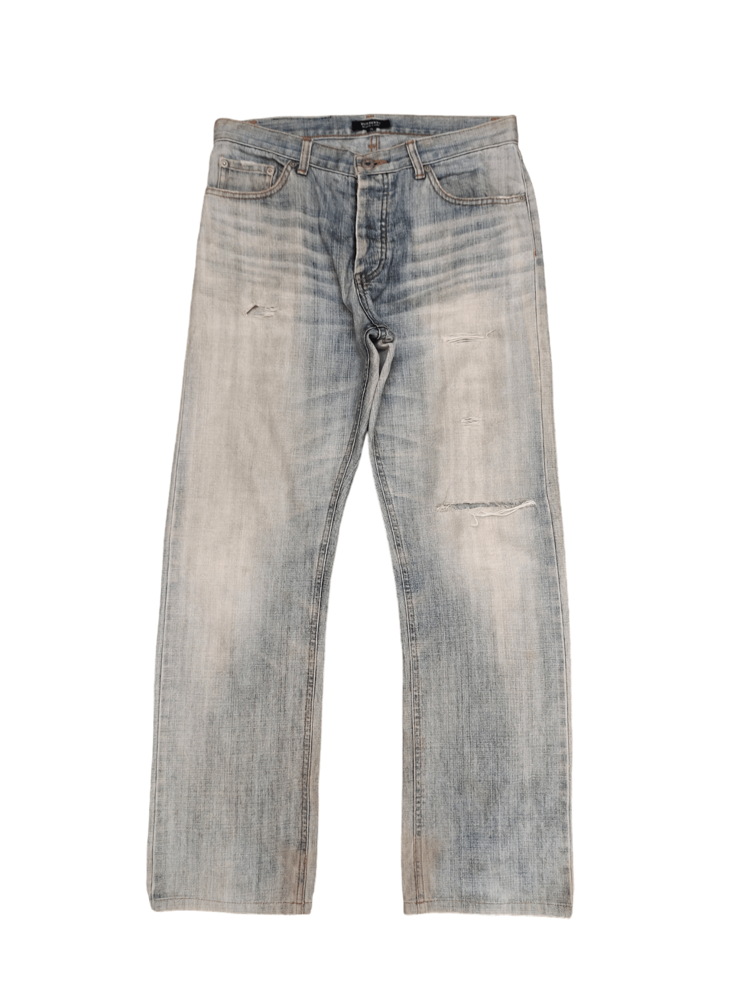 Burberry Vintage Y2k Burberry Distress Faded Denim Jeans Size US 31 - 1 Thumbnail