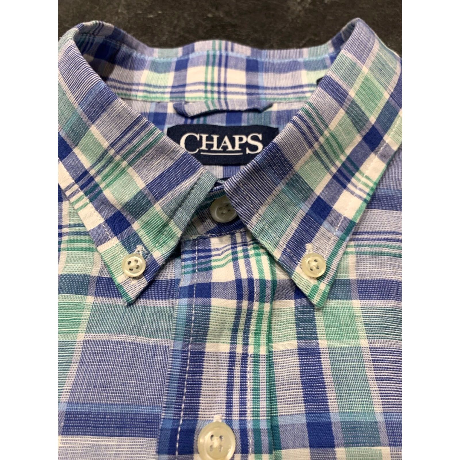 Chaps Chaps Plaid Button Down Shirt Mens Short Sleeve Multicolor Cotton Linen M Size US M / EU 48-50 / 2 - 3 Thumbnail