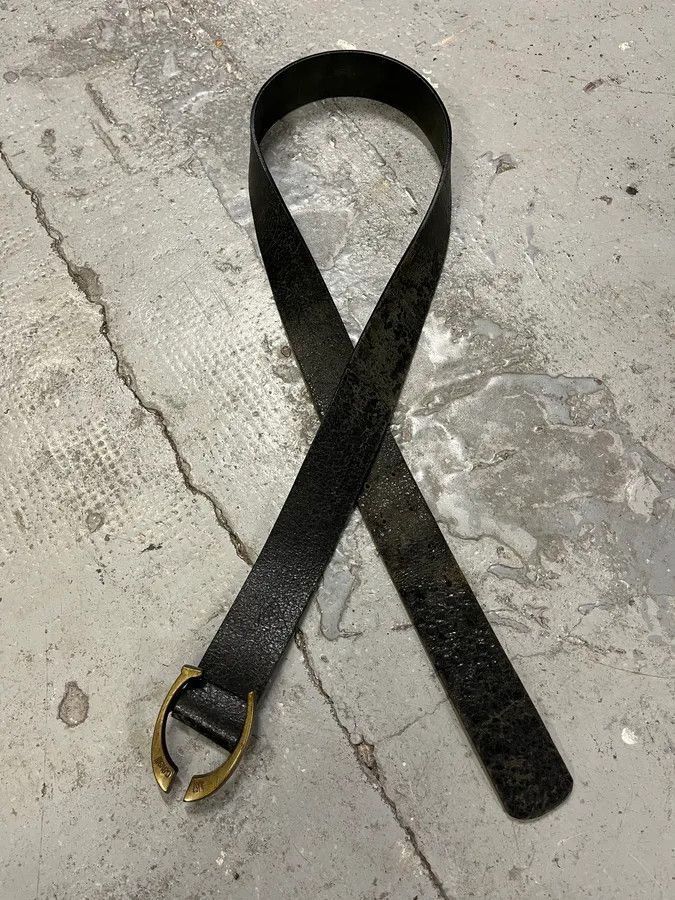 Just Cavalli 2000s Cavalli Black Cracked Leather Belt Size ONE SIZE - 1 Thumbnail