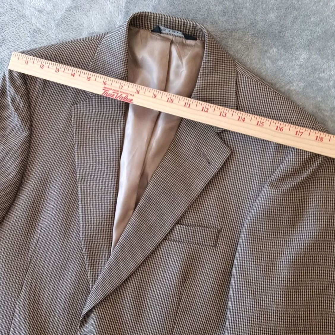 Jos. A. Bank Jos A Bank Blazer Mens 38 Beige Houndstooth Wool Two Button Single Vent Size 38R - 3 Thumbnail
