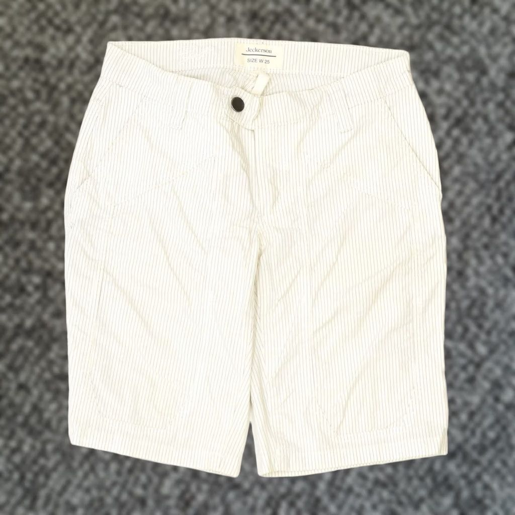 Jeckerson JECKERSON Womens Chino Shorts W25 XS White Pinstripe Cotton Classic Size 42" / US 20 - 1 Thumbnail