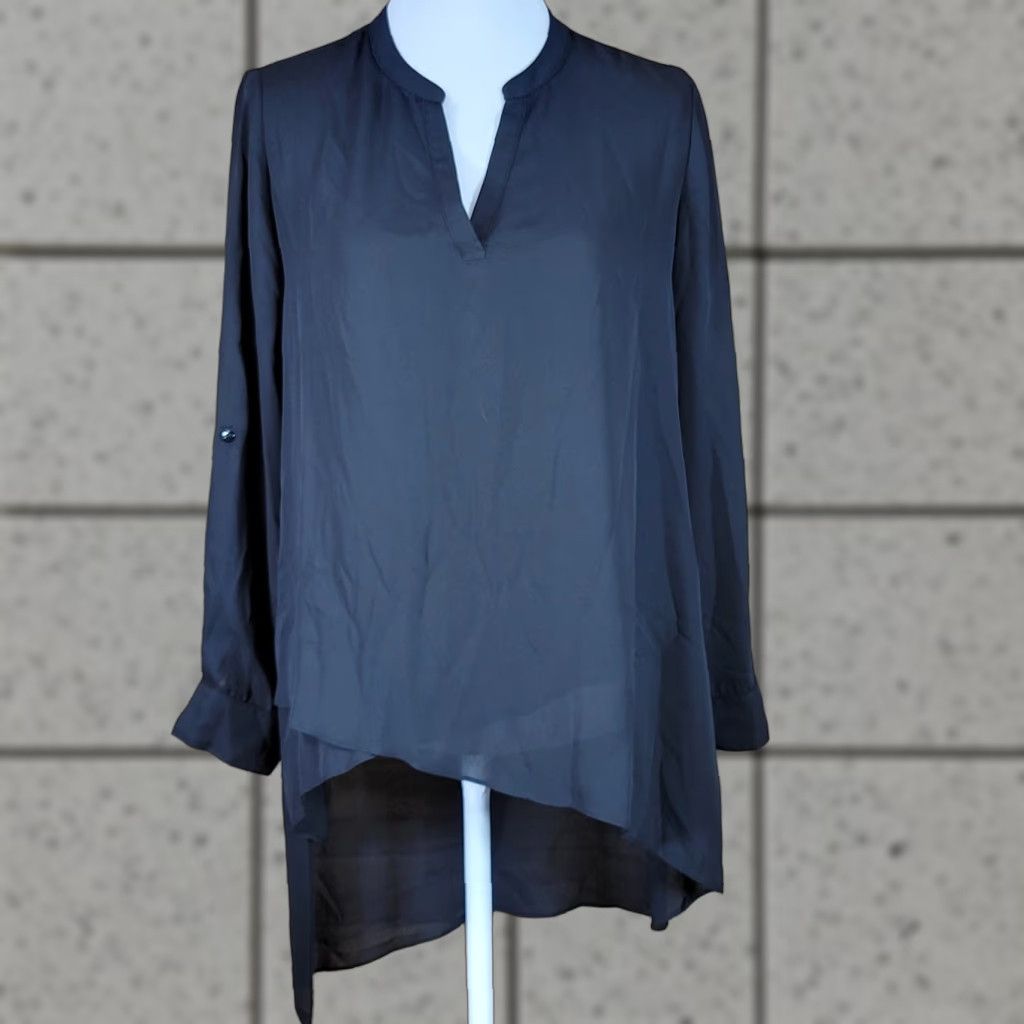 Joseph Ribkoff VINTAGE Joseph Ribkoff Blouse Shirt Tunic Long Sleeve V-Neck Black 8 Womens Roll Tab Sleeve Casual Listing 90s Size M / US 6-8 / IT 42-44 - 1 Thumbnail