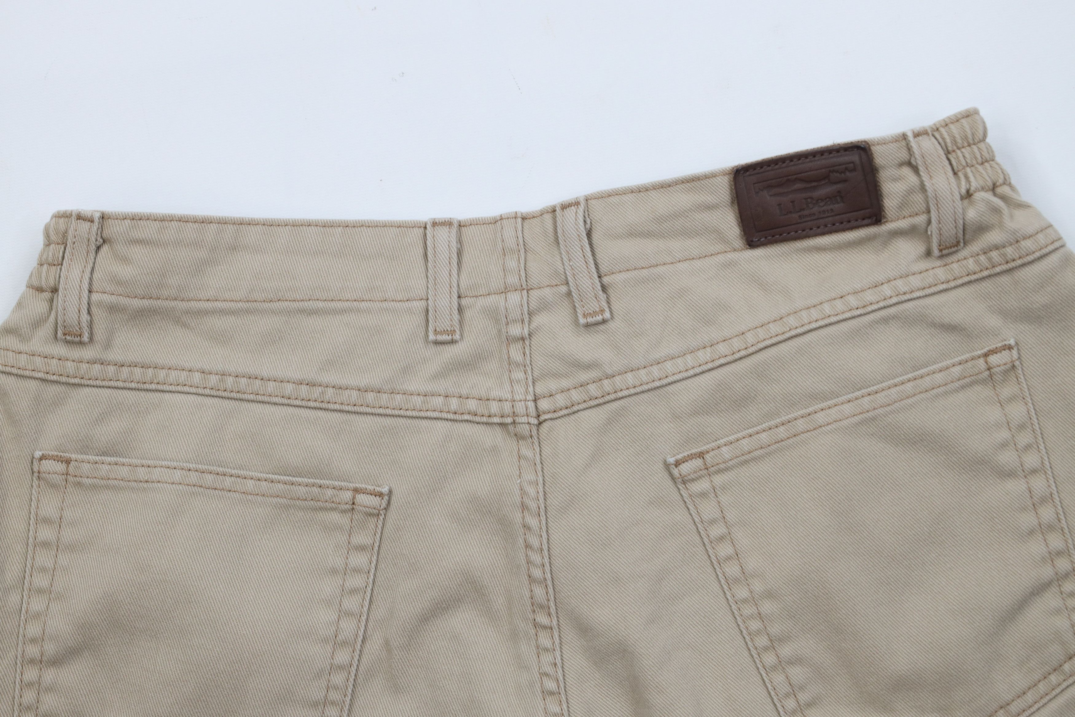 L.L. Bean Vintage 90s LL Bean Knee Denim Jean Shorts Beige Cotton Size US 34 / EU 50 - 8 Thumbnail