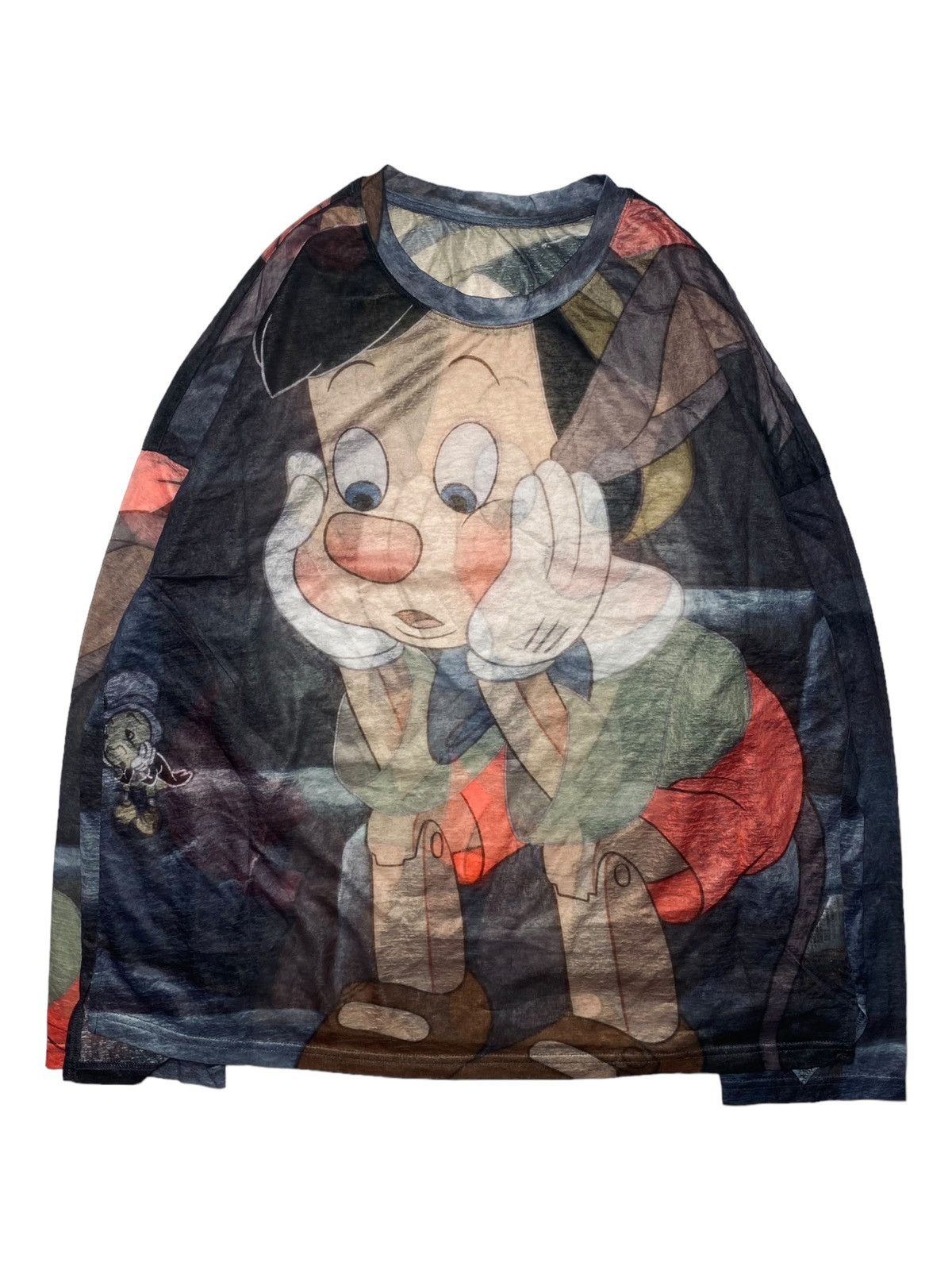 Japanese Brand 2000s Pinocchio - Big Graphic Mesh Top LS Size US M / EU 48-50 / 2 - 1 Thumbnail