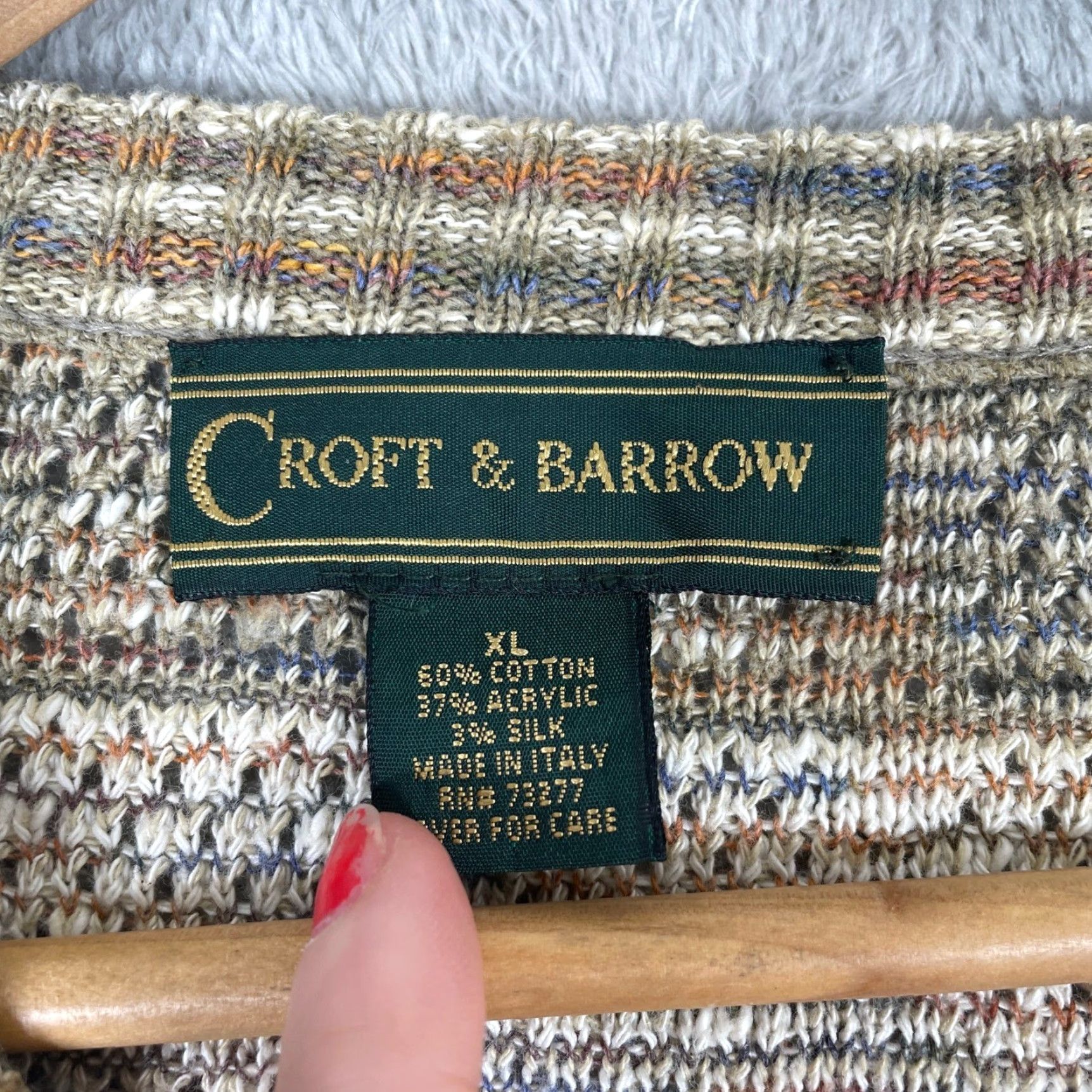 Croft & Barrow VINTAGE Croft & Barrow Sweater Mens XL Brown Textured Knit Retro 90s Italy Size US XL / EU 56 / 4 - 3 Thumbnail