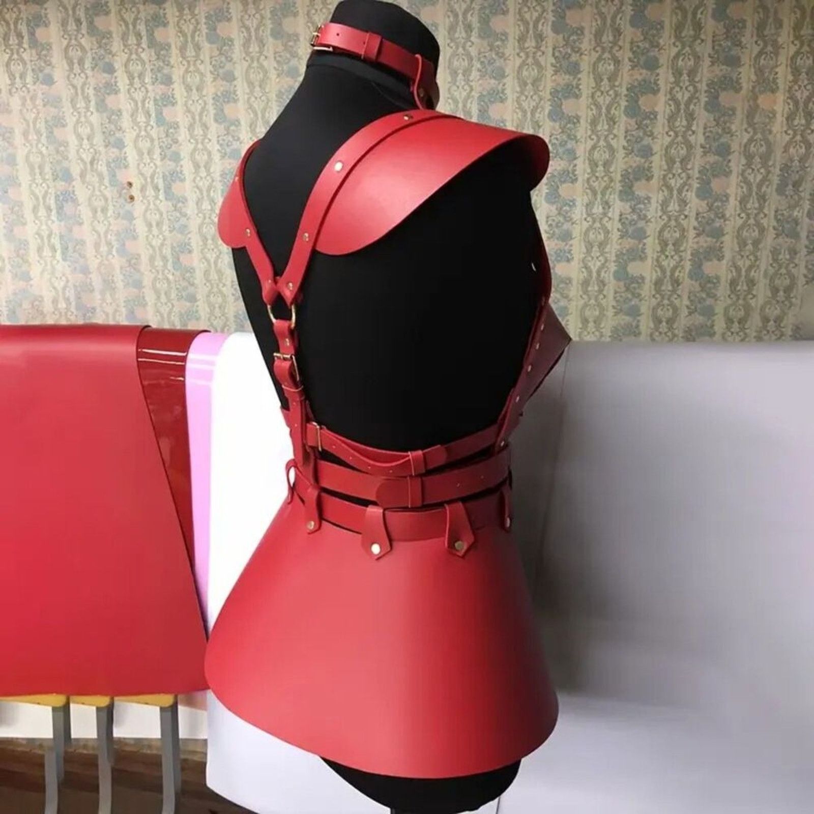 Other Samurai Warrior Red Corset Harness Cosplay Set, ONE SIZE Size ONE SIZE - 2 Thumbnail