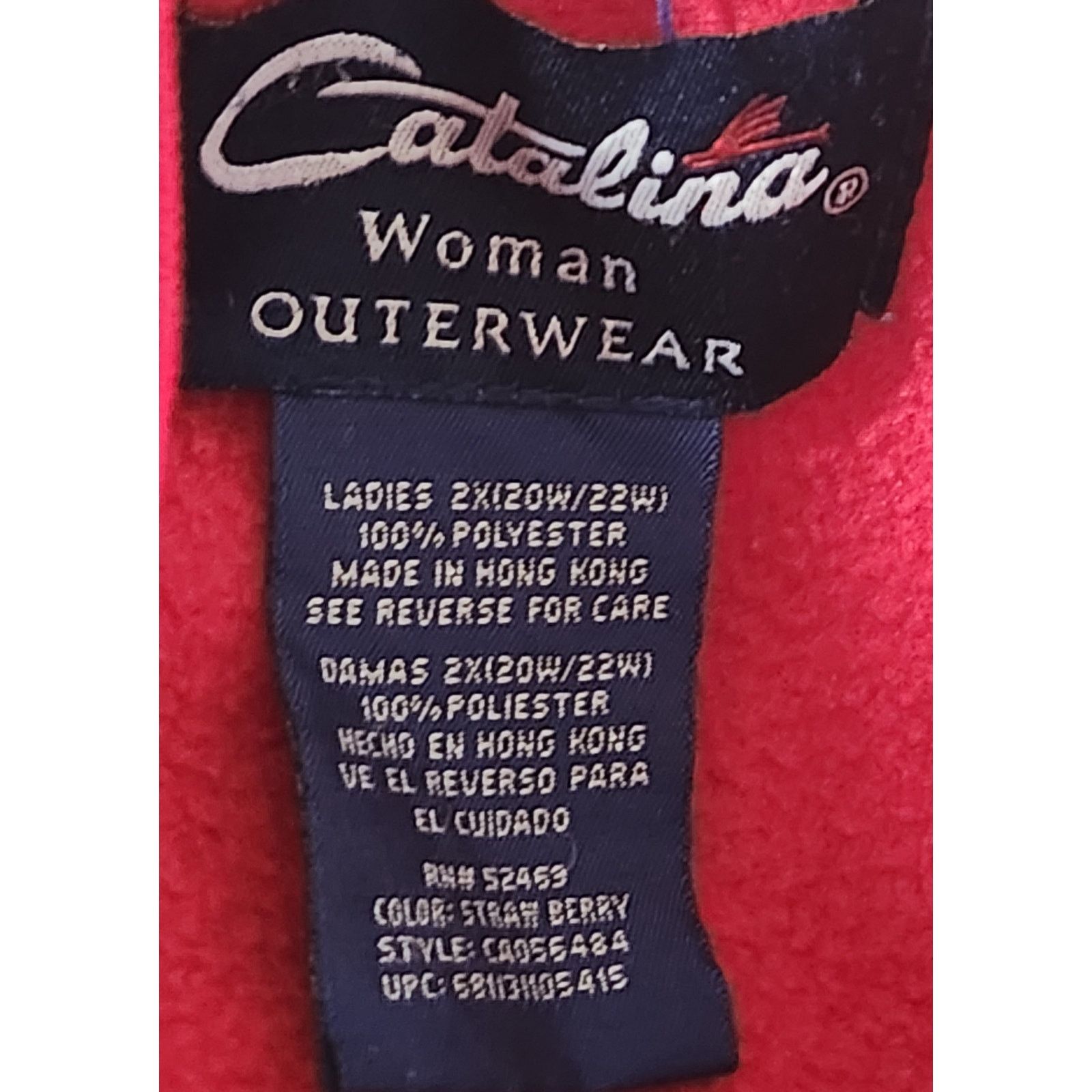 Catalina Catalina Woman Red Fleece Full Zip Jacket 2X 20W 22W Size XXL / US 16-18 / IT 52-54 - 5 Thumbnail