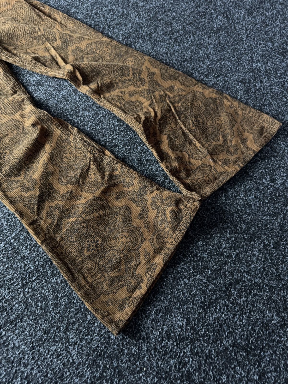 Japanese Brand Paisley Corduroy Flare Pants Y2K Japan Style Hysteric Mood Size 31" - 4 Thumbnail