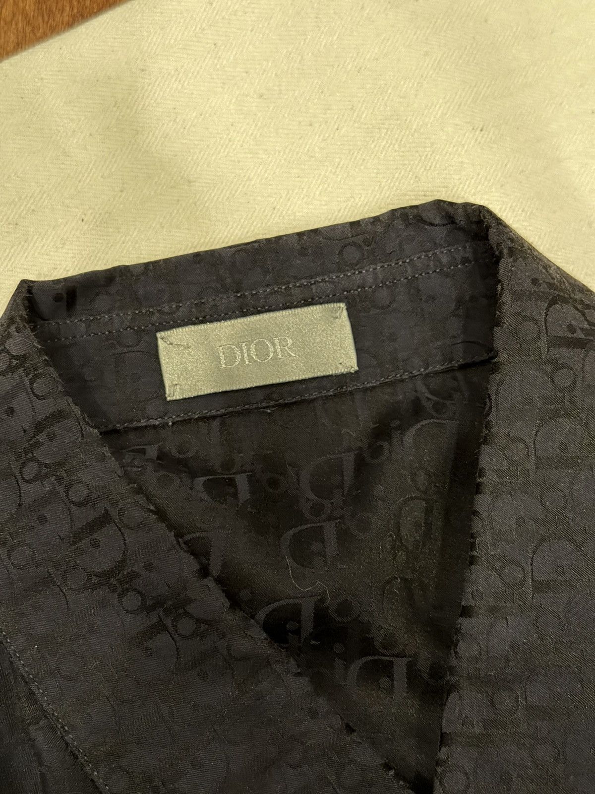 Dior Dior Navy Blue Monogram Logo Silk button up short sleeve Size US M / EU 48-50 / 2 - 4 Thumbnail