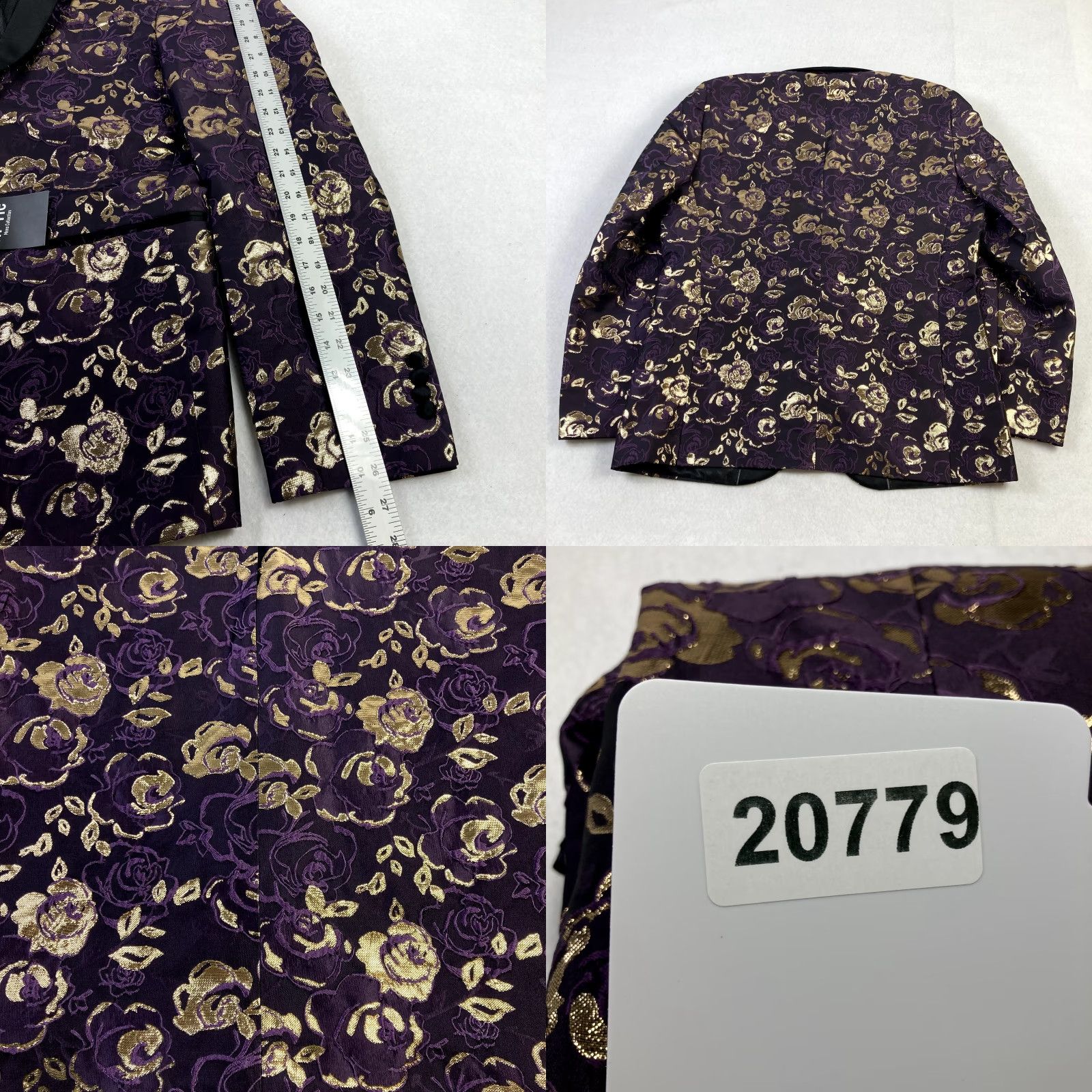 Vintage Hi Tie Blazer Mens Large Purple Gold Rose Formal Suit Stylish NWT Size 42R - 9 Thumbnail