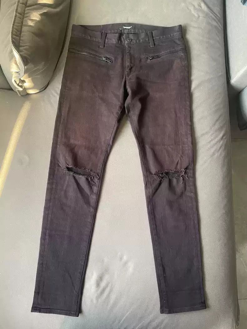 Undercover UNDERCOVER 18SS knee knife destroys slogan slim-fit punk je Size US 34 / EU 50 - 2 Thumbnail