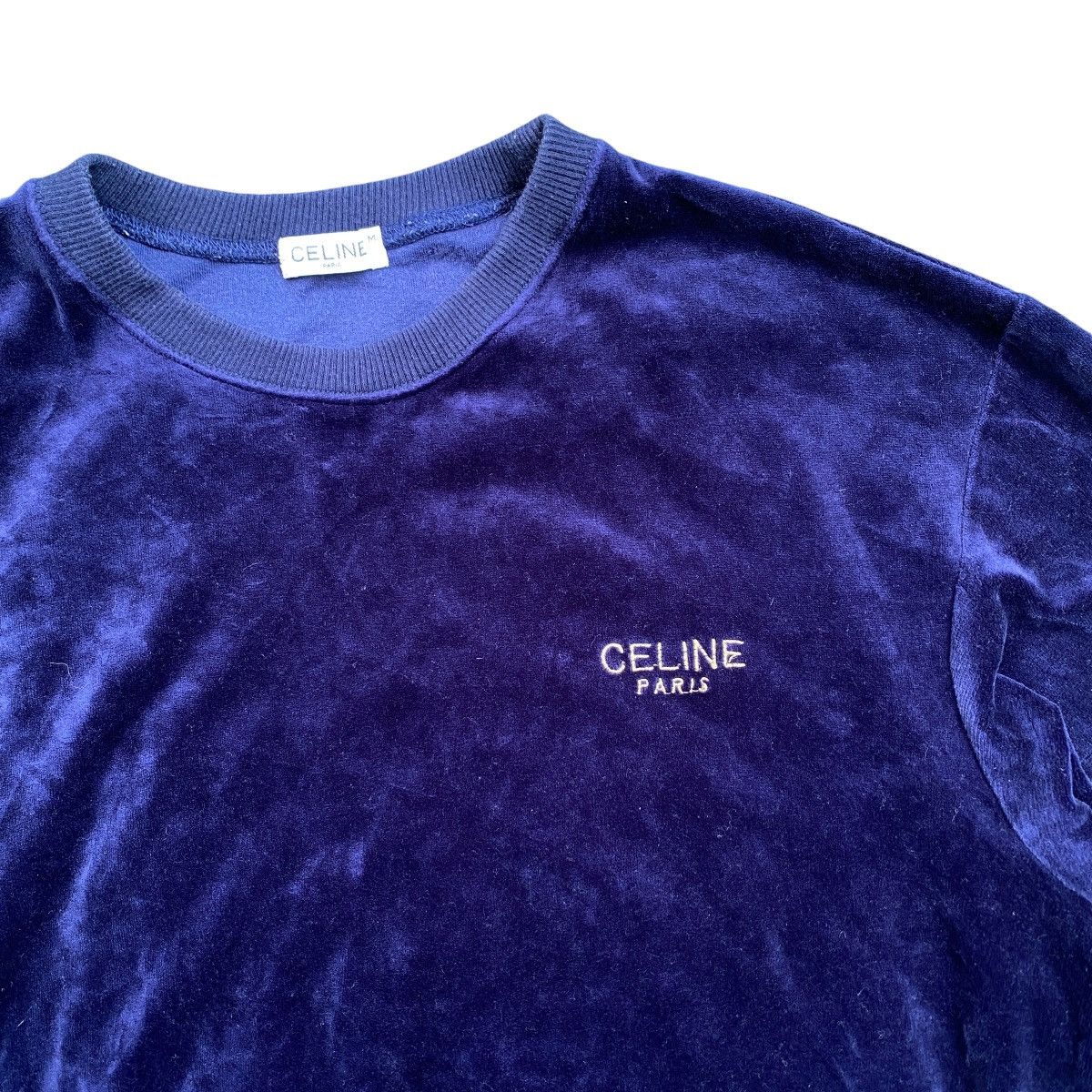 Celine Vintage Celine Velvet Velour Sweatshirt Size L / US 10 / IT 46 - 2 Thumbnail