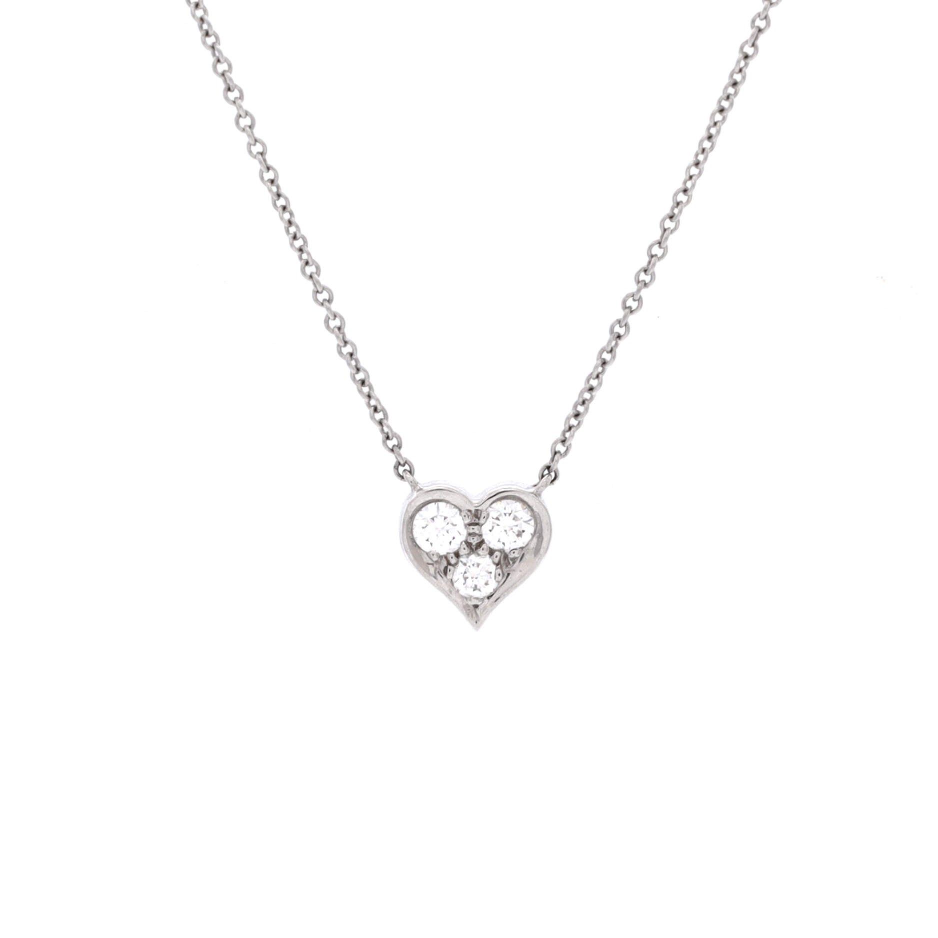 Tiffany & Co. Heart 3 Diamond Pendant Necklace Size ONE SIZE - 1 Thumbnail