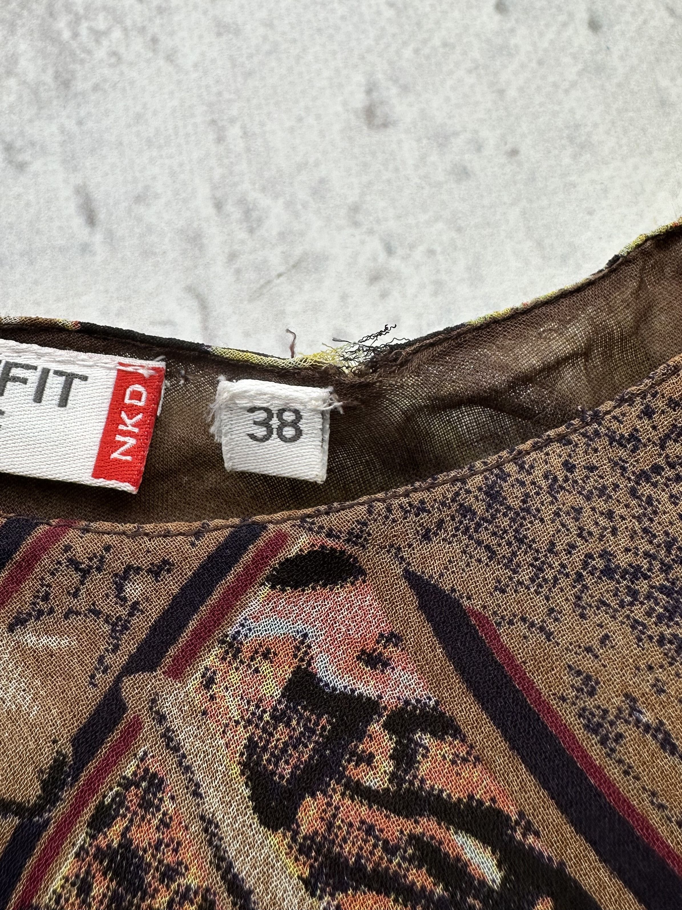 Japanese Brand Vintage Asymmetry Printed Dress A270(60) Size XS / US 0-2 / IT 36-38 - 4 Thumbnail