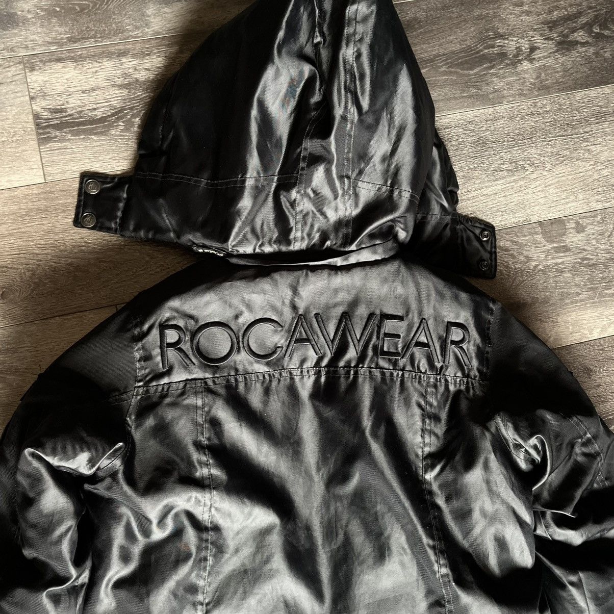 Rocawear Vintage Y2K Rocawear Classic Black Puffer Hooded Jacket Coat Size L / US 10 / IT 46 - 5 Thumbnail